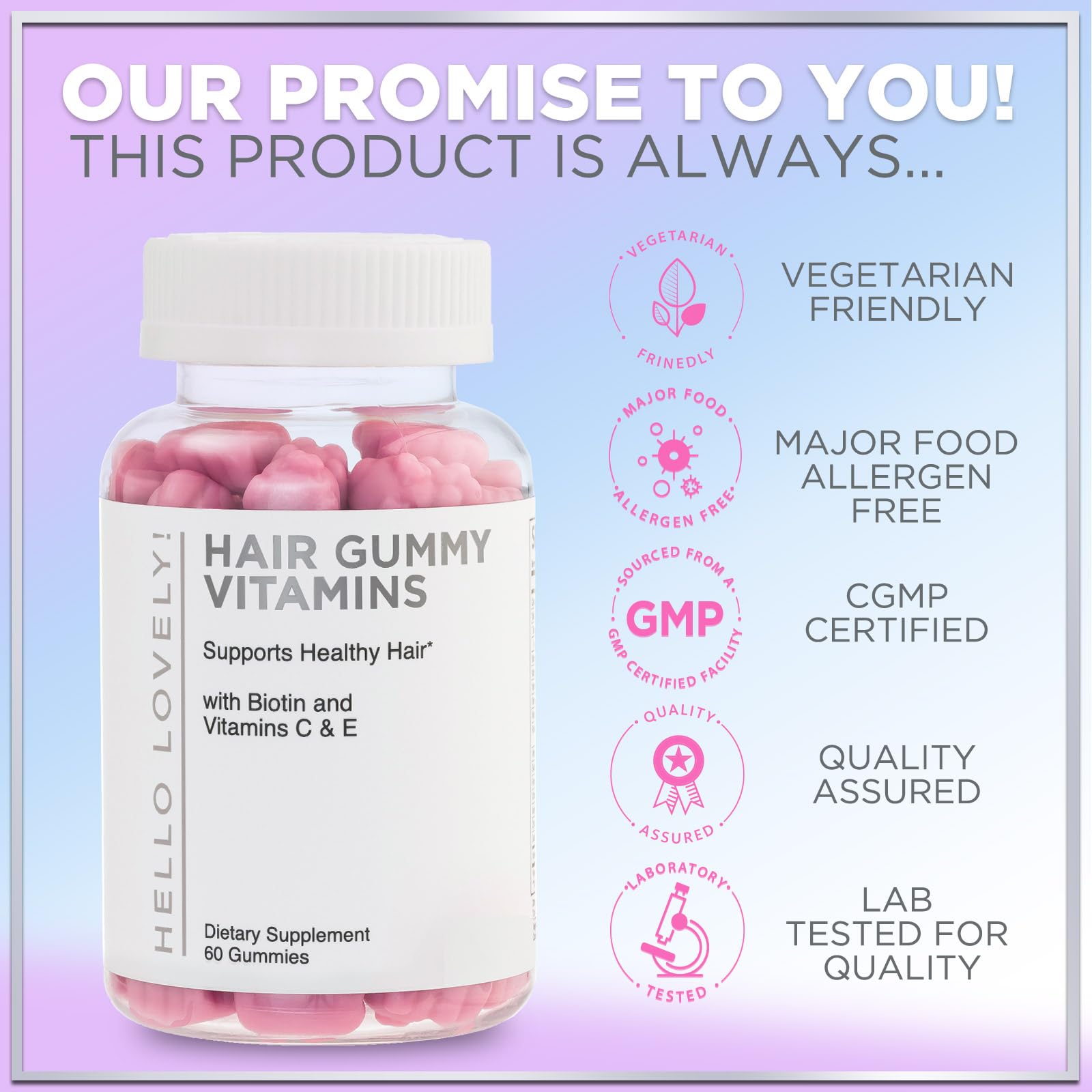 Hair Vitamin Gummy - Advanced Hair, Skin, & Nails Supplement - Complete Beauty Complex with 5000mcg Biotin - Supports Thicker, Stronger, Fuller Hair for Women & Men - Berry Flavor - 120 Gummies — Amazon image 4