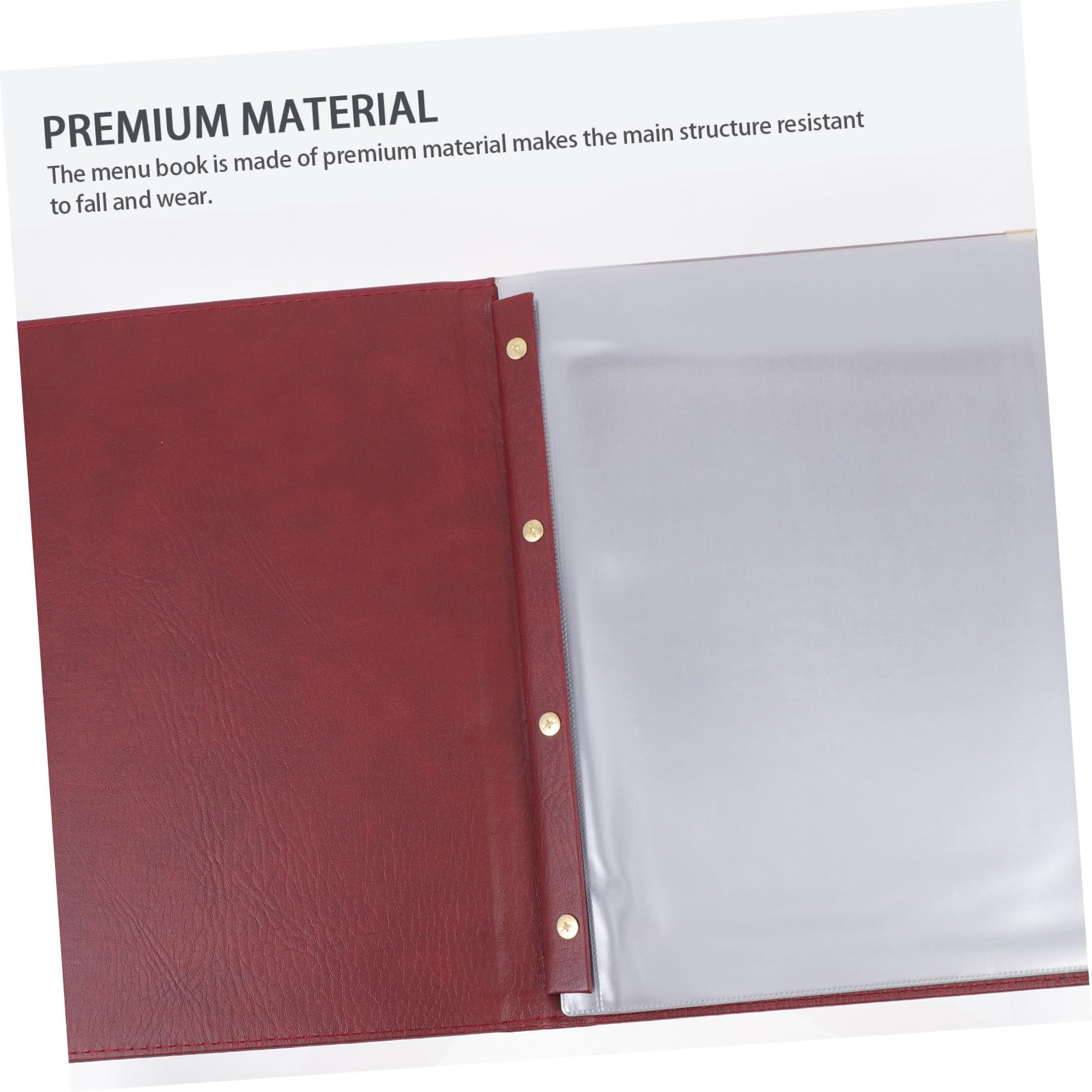 Portamenús de Cuero A4 Color Burdeos Funda Transparente, Carpeta para Menús de Restaurante Reutilizable y Resistente para Bares y Centros Comerciales, Diseño Esquinas Redondeadas