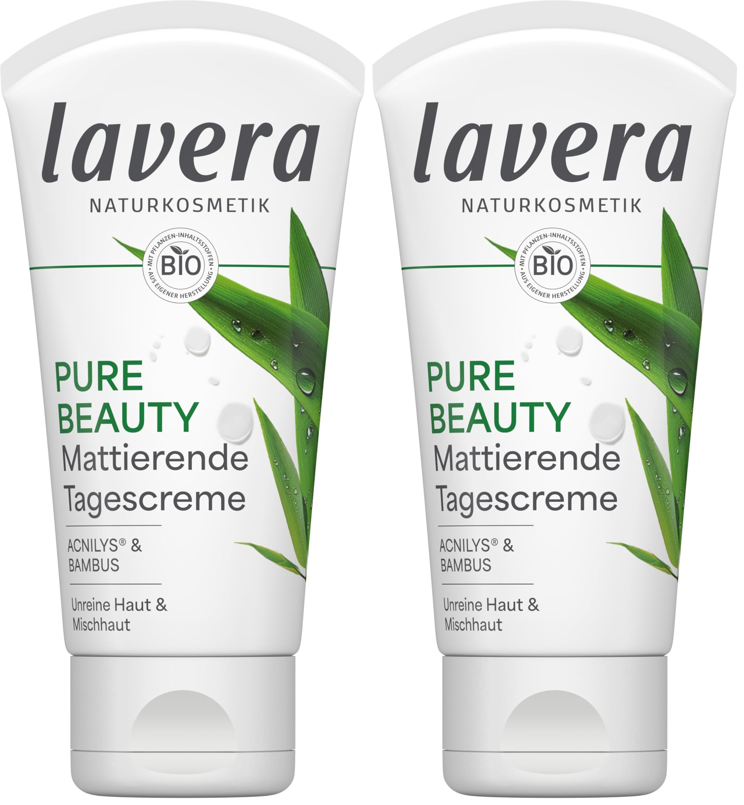 lavera Pure Beauty Mattierende Tagescreme 50ml – Naturkosmetik Gesichtscreme mit Acnilys & Bambus – vegane Gesichtspflege für unreine Haut & Mischhaut – feuchtigkeitsspendende Tagescreme