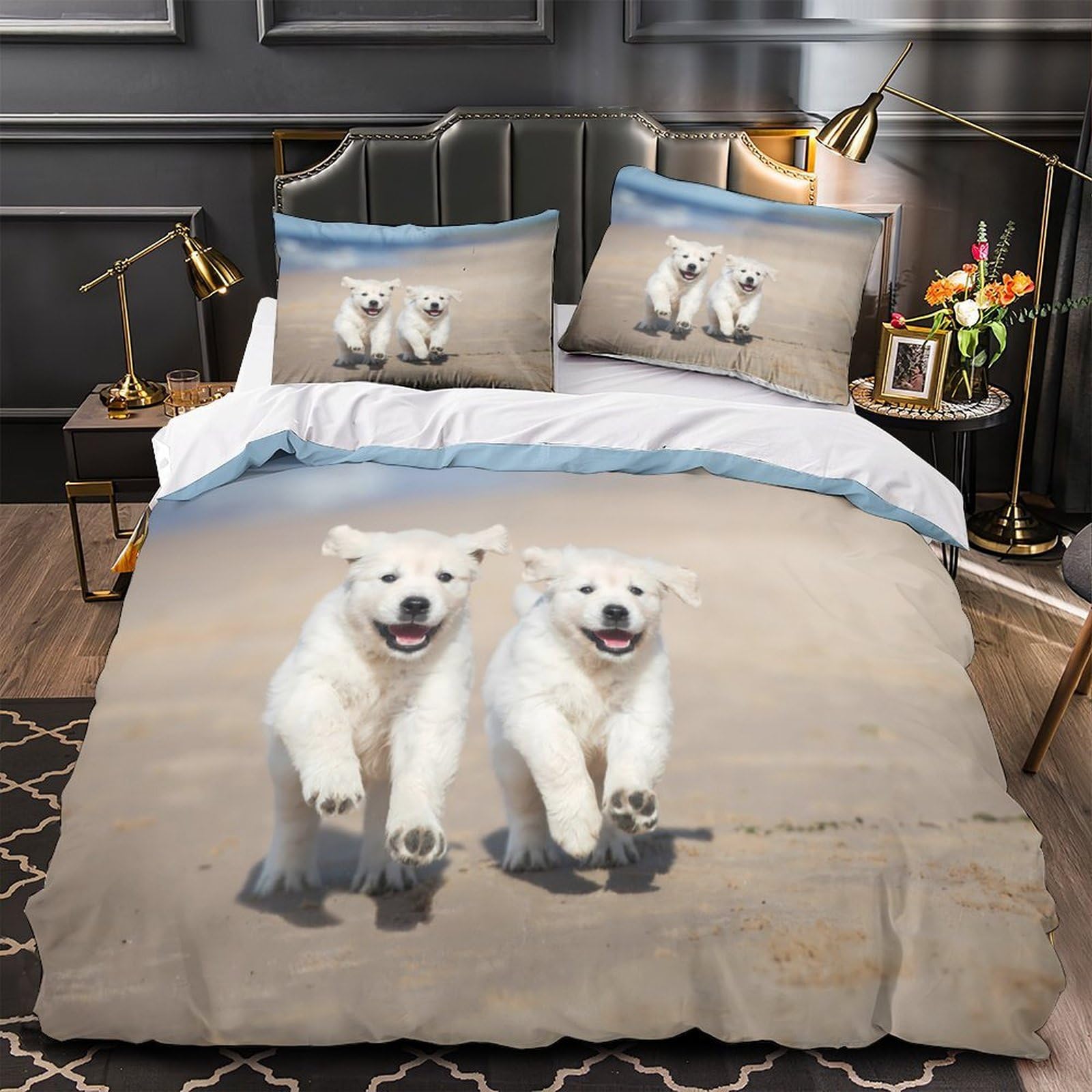 Housse de couette chiots pour lit King créez un cocon de douceur respirant dans votre chambre