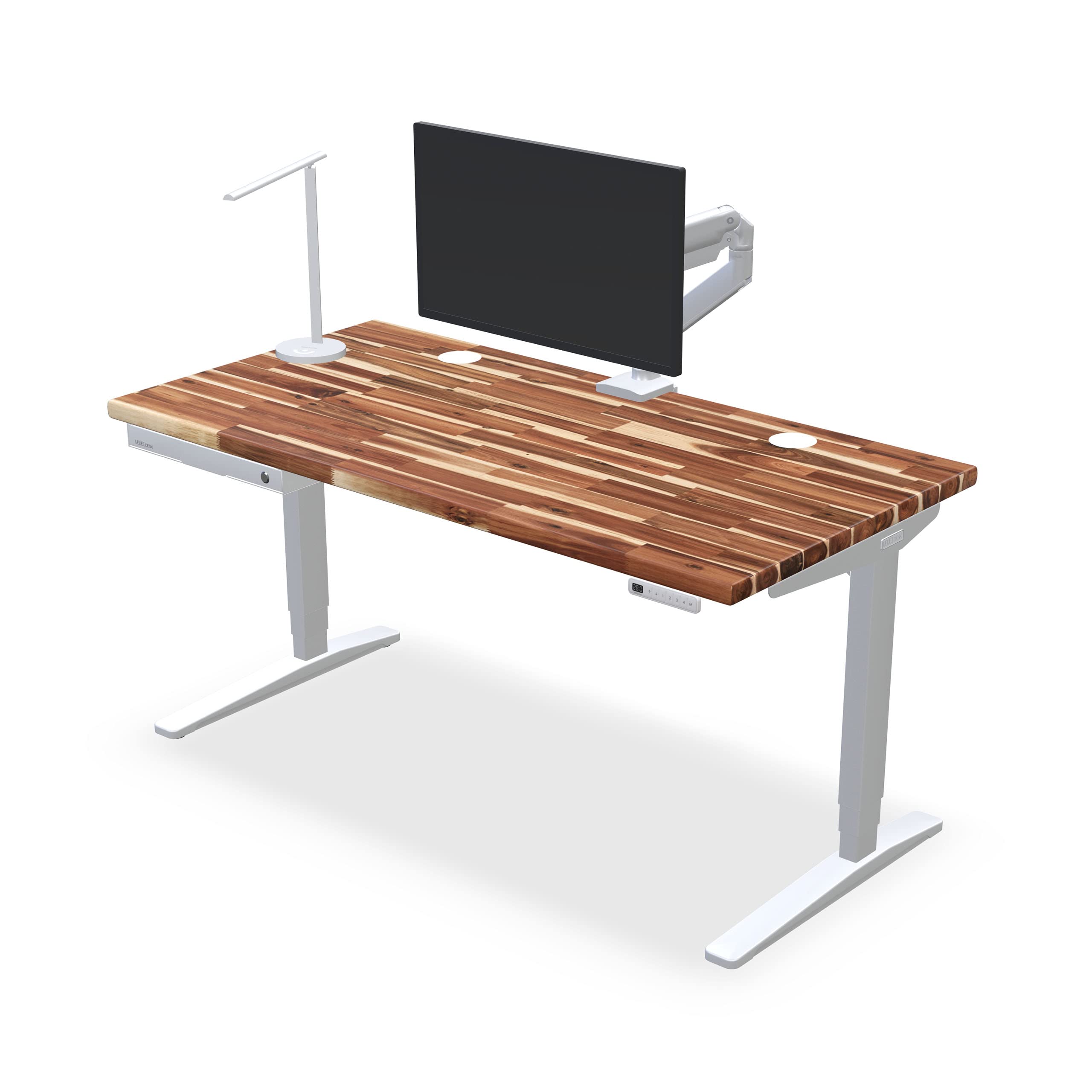 UPLIFTDESK Acacia Butcher Block 48 x 30 inch Standing Desk 2-Leg V3 Adjustable Stand Up C-Frame Black Advanced — view 7