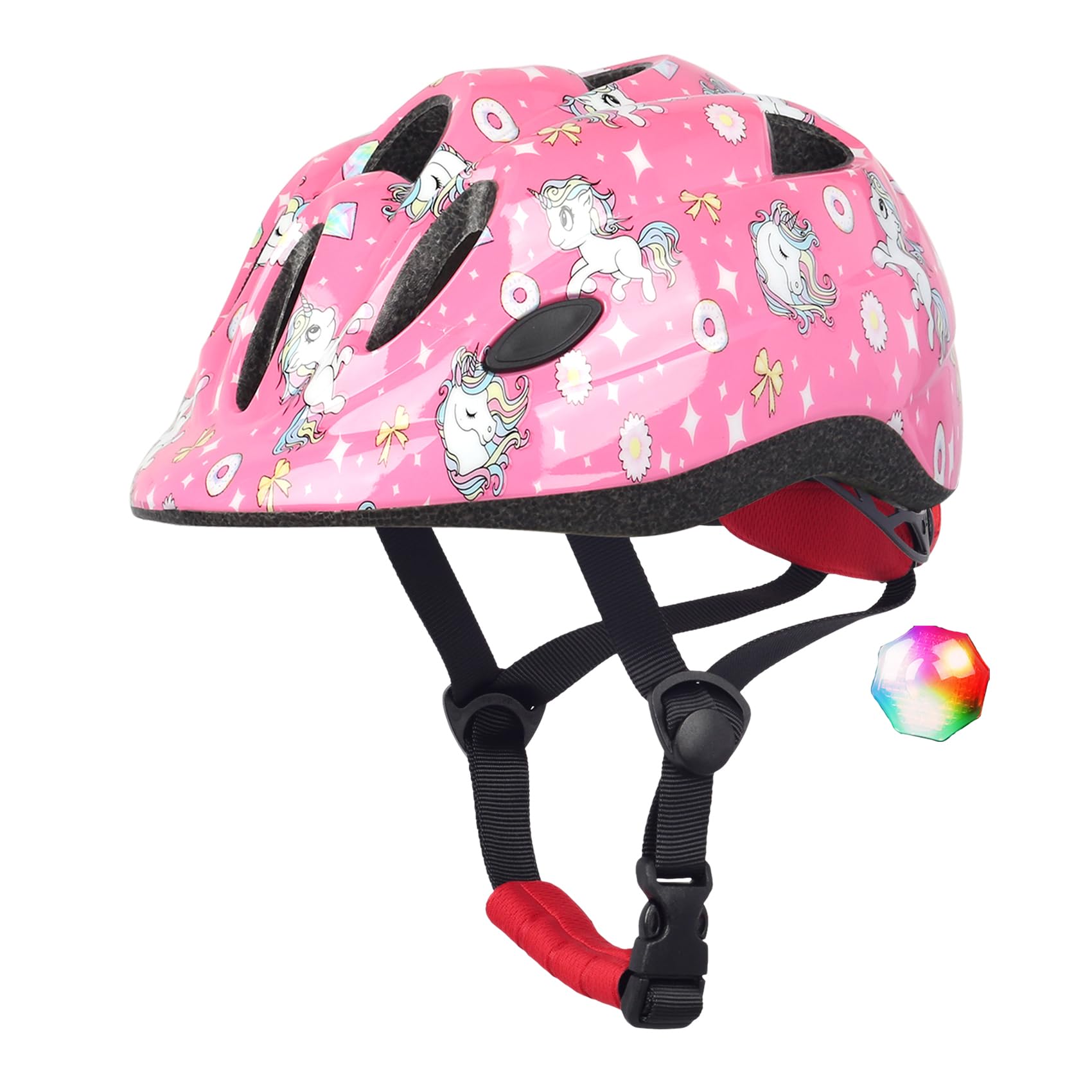 kids toddler bike helmet, adjustable boys girl helmets from baby to children(age 1-8), multi sports for bicycle skate with led light