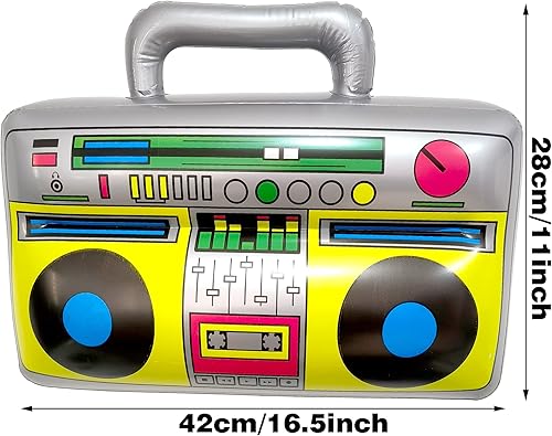 Miniatura 4 de 2 paquetes inflables de radio Boombox y teléfono móvil para fiesta de fotos, recuerdos de fiesta de cumpleaños de los años 80 y 90, música retro