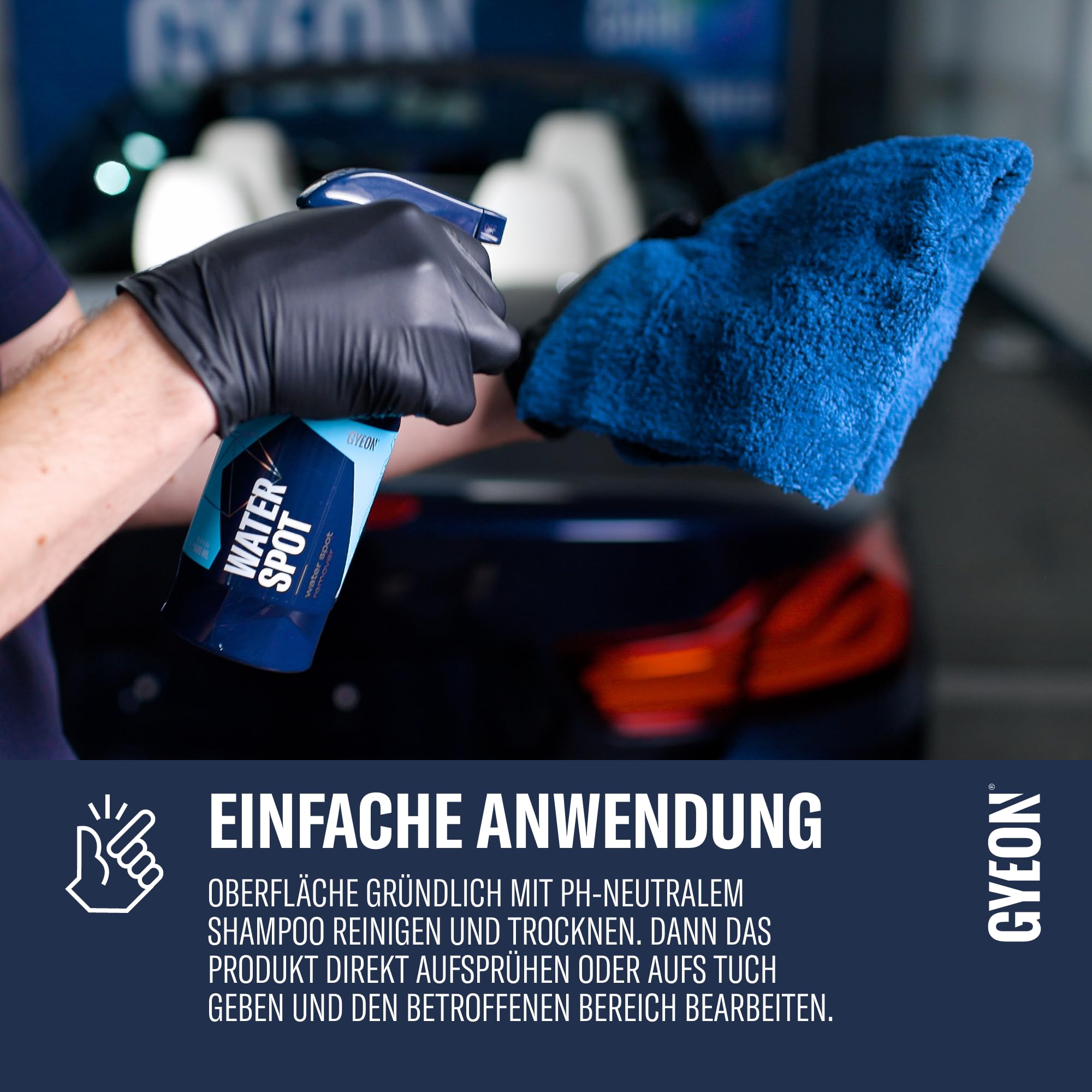 GYEON Q²M WaterSpot – Wasserfleckenentferner für Lack und Glas, sicher auf Beschichtungen, entfernt Kalkrückstände, klare Sicht und glatte Oberfläche (500 ml)