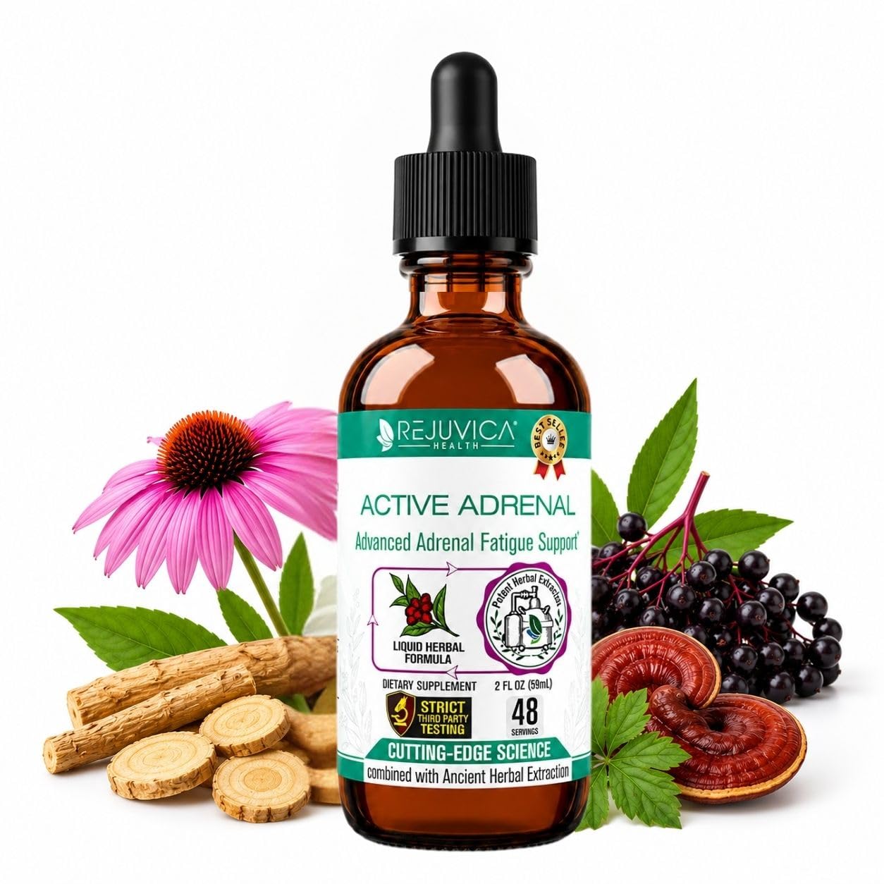 Active Adrenal - Advanced Adrenal Support Tincture - Liquid Delivery for Better Absorption - Ashwagandha, B-Vitamins, Magnesium and More 2 Fl Oz (Pack of 1)
