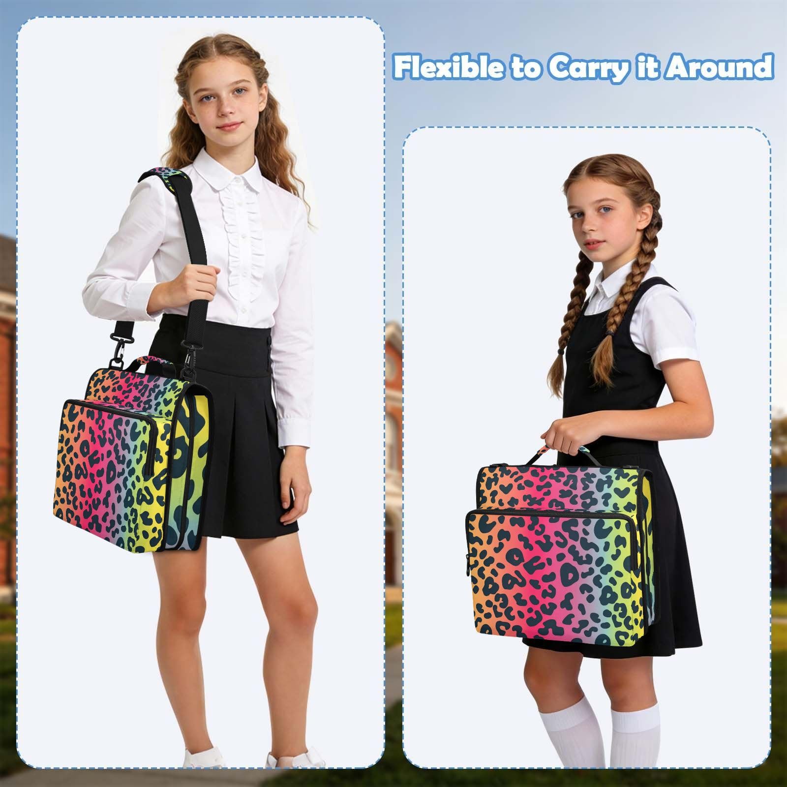 Bolsa de carpeta de 3 anillos con cremallera y estampado colorido de