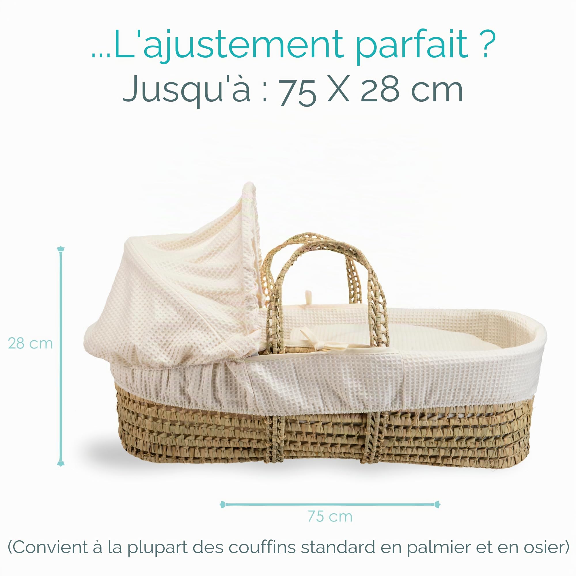 Clair de Lune Parure de lit en Coton pour couffin Crème
