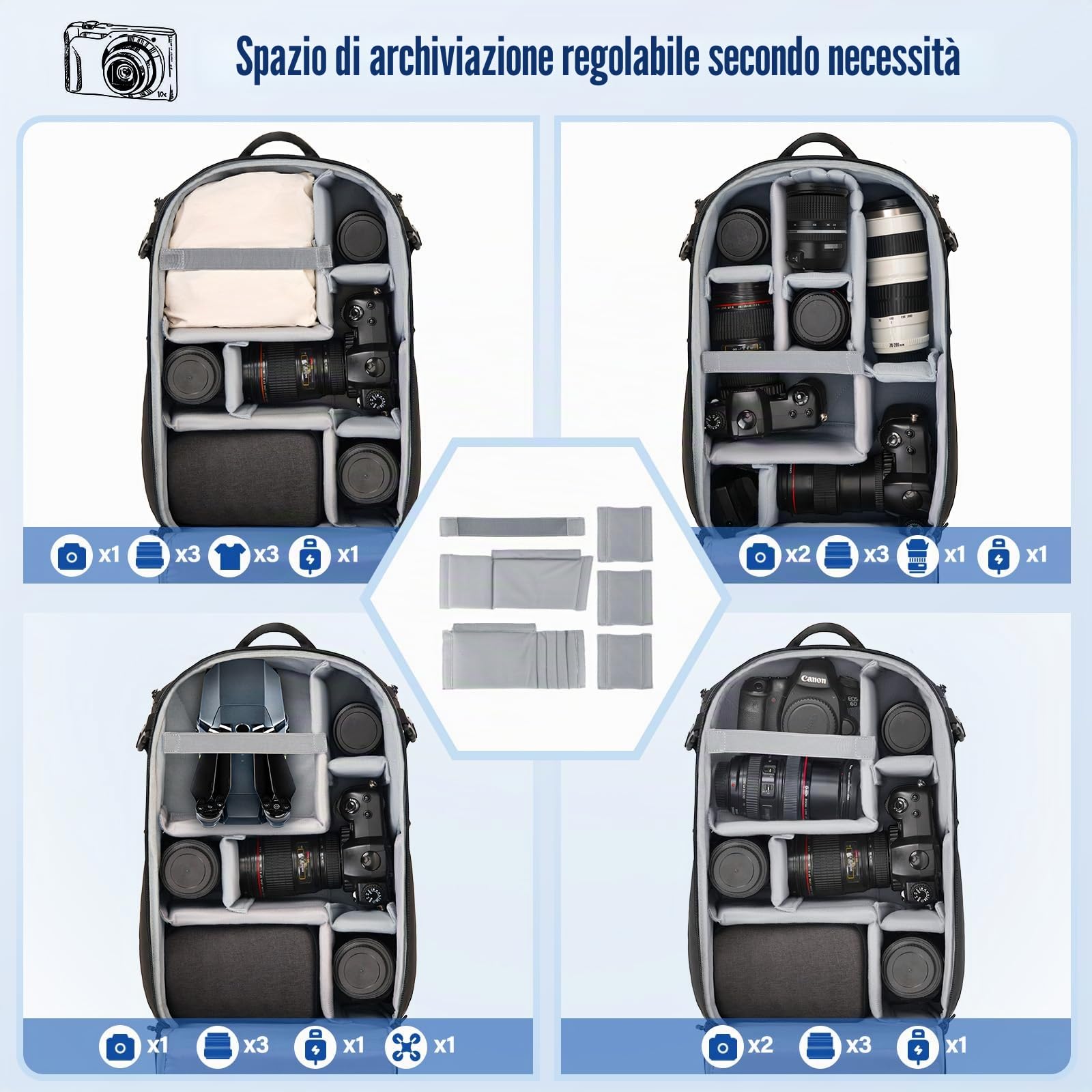 MOSISO Zaino Fotografico Impermeabile,Grande Borsa Fotografica DSLR/SLR | Mirrorless,Zaino Fotografico Rain Cover,Scomparto Laptop 16 pollici,Supporto Tripod Tasca Verticale Front Canon/Sony, Nero