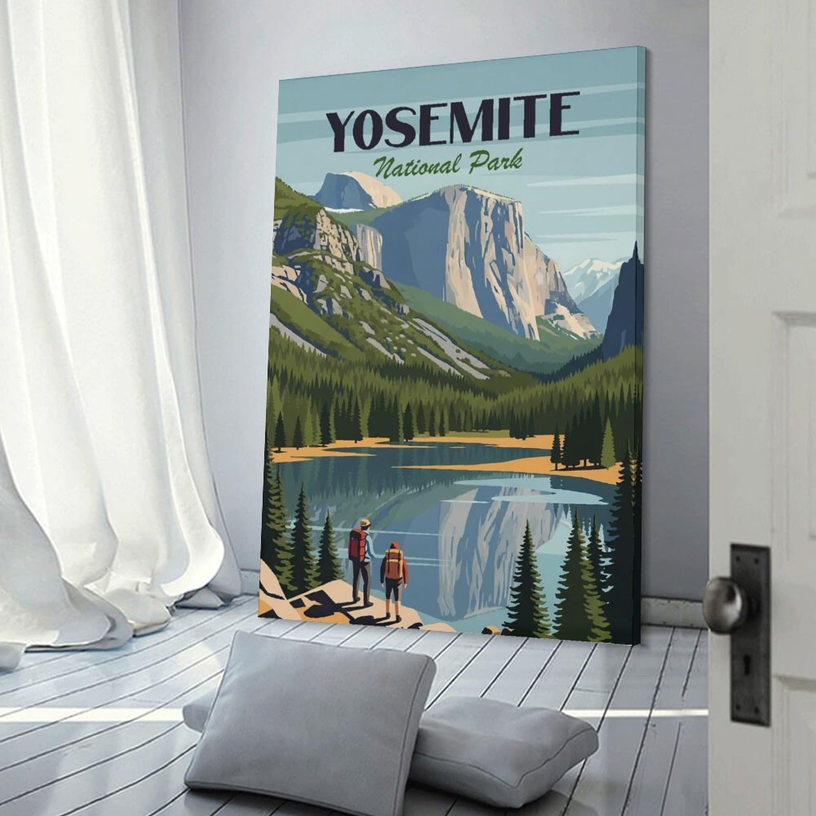 Junmoney Frame-Style-11 Yosemite National Park Wall Picture Print, 24X36inch(60X90cm), For New Homes, Bedrooms Or Workspaces, Thoughtful Wall Decor For Art Lovers