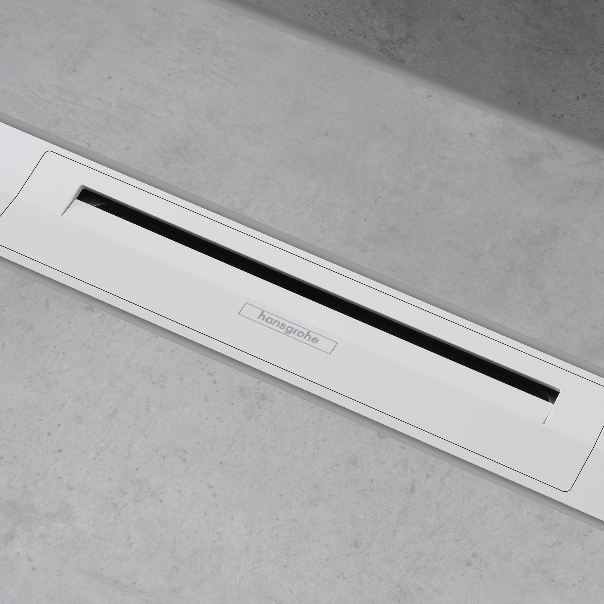 hansgrohe RainDrain Flex - Canaleta para ducha (1200 mm, se puede acortar en el suelo), color blanco mate