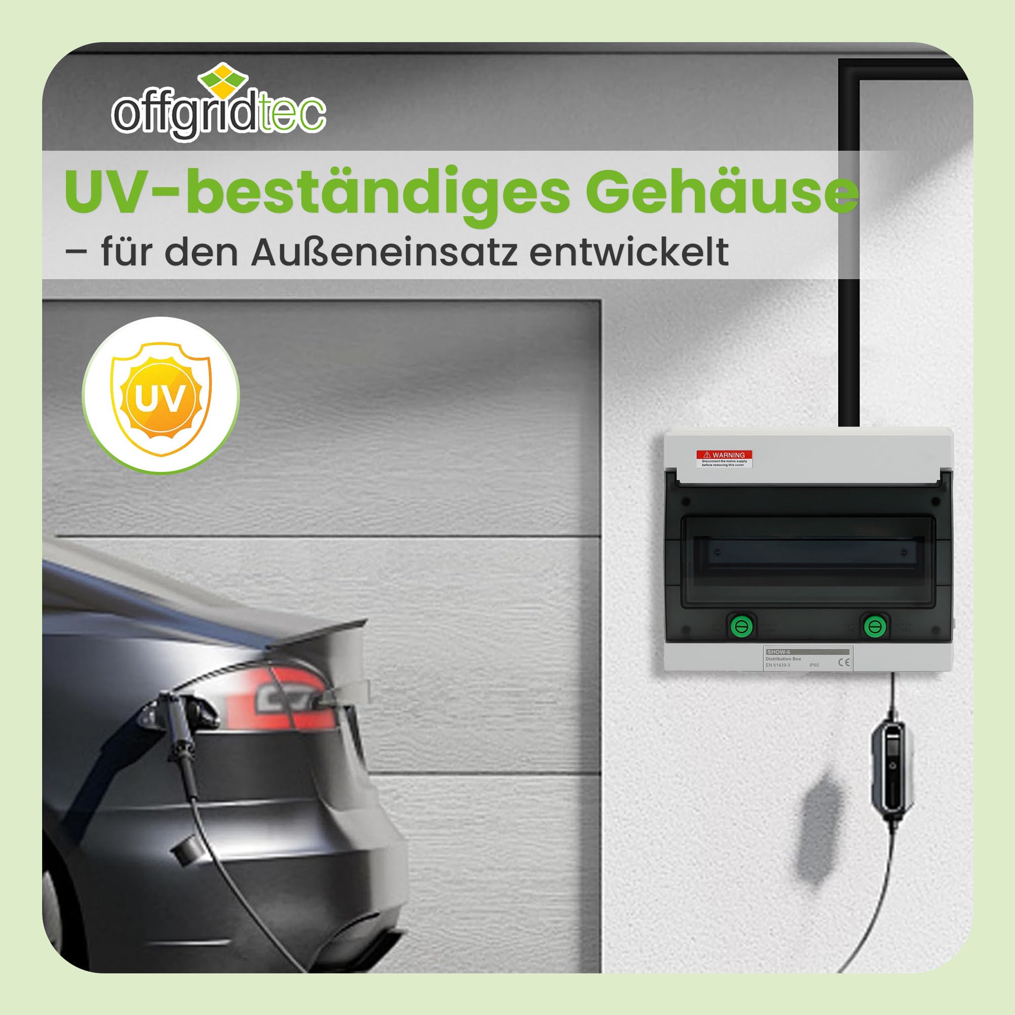 Offgridtec Caja de distribución con riel 36 TE y DIN, IP66, resistente a los rayos UV, al polvo, con cerradura, temperatura hasta 650 °C, interior/exterior, infraestructura de carga industrial y