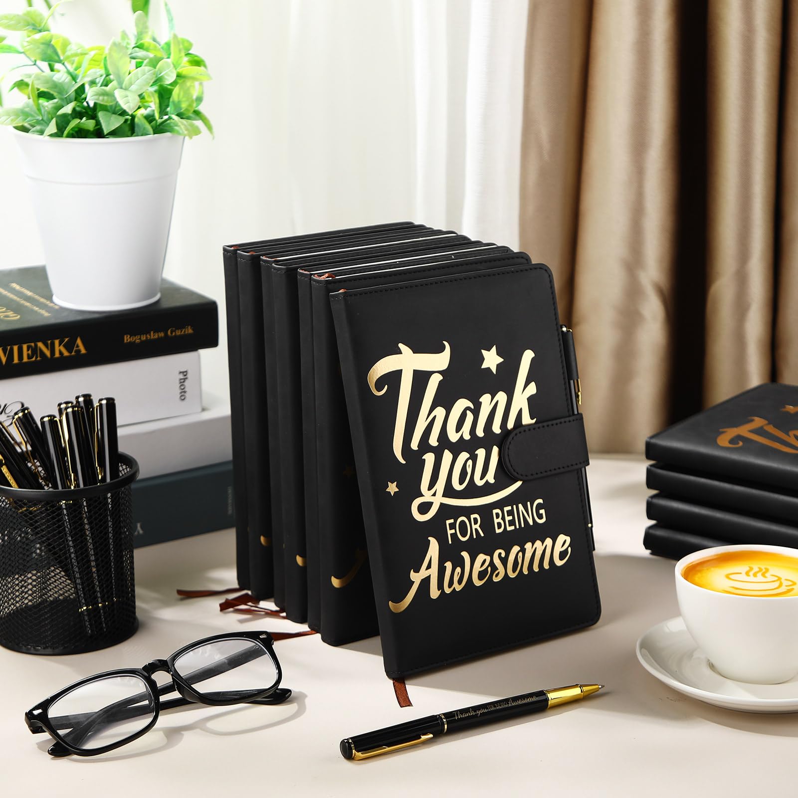 Qilery 28 Stück Team Wertschätzung Geschenke Großangestellte Dankeschön Geschenk A5 Leder Tagebuch Notizbuch mit Kugelschreiber für Weihnachten, Studenten, Lehrer, Freiwillige Management (Großartig)
