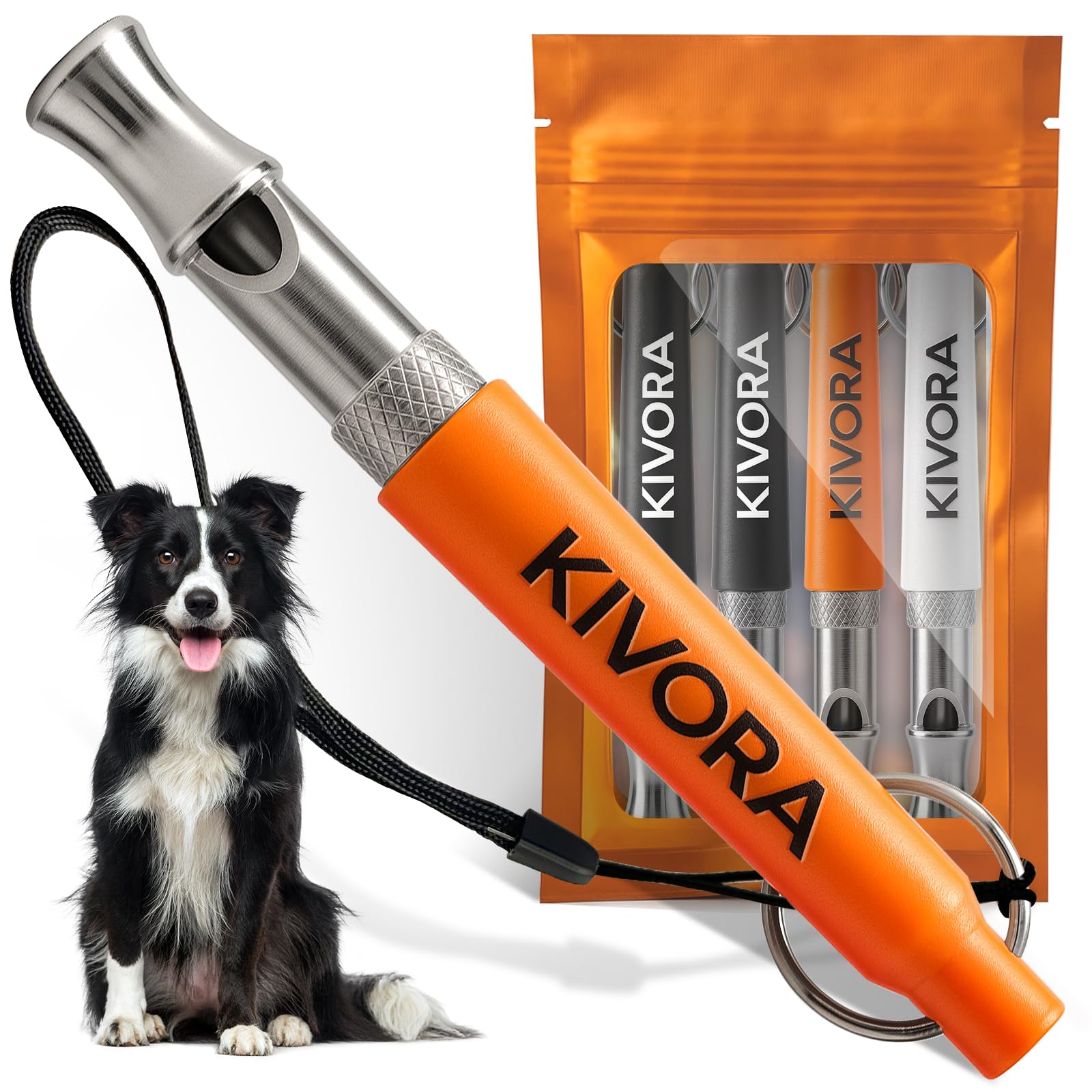 KIVORA 4 Pack Dog Whistle 304 Stainless Steel