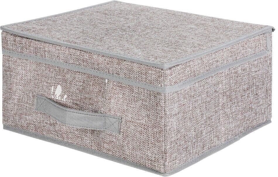 DTD QUALITY MATTERS Foldable Canvas Storage Box Set Folding Tidy Fabric Clothes Basket With Lid Long-Lasting Performance & a Luxurious Feel Modern Design Lightweight (31x28x16cm)