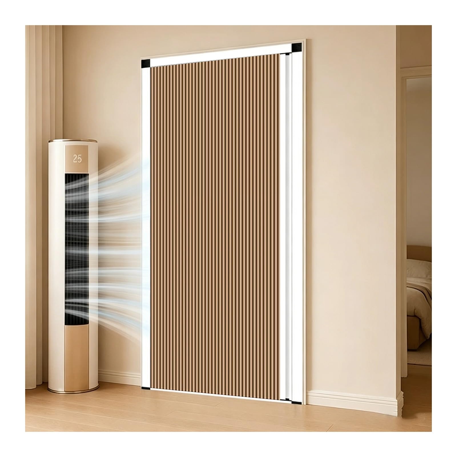 Thermal Insulated Honeycomb Accordion Door, Customizable No Drill Sliding Partition for RV Shower, Closet & Bedroom Space Separation(Brown,80x210CM)