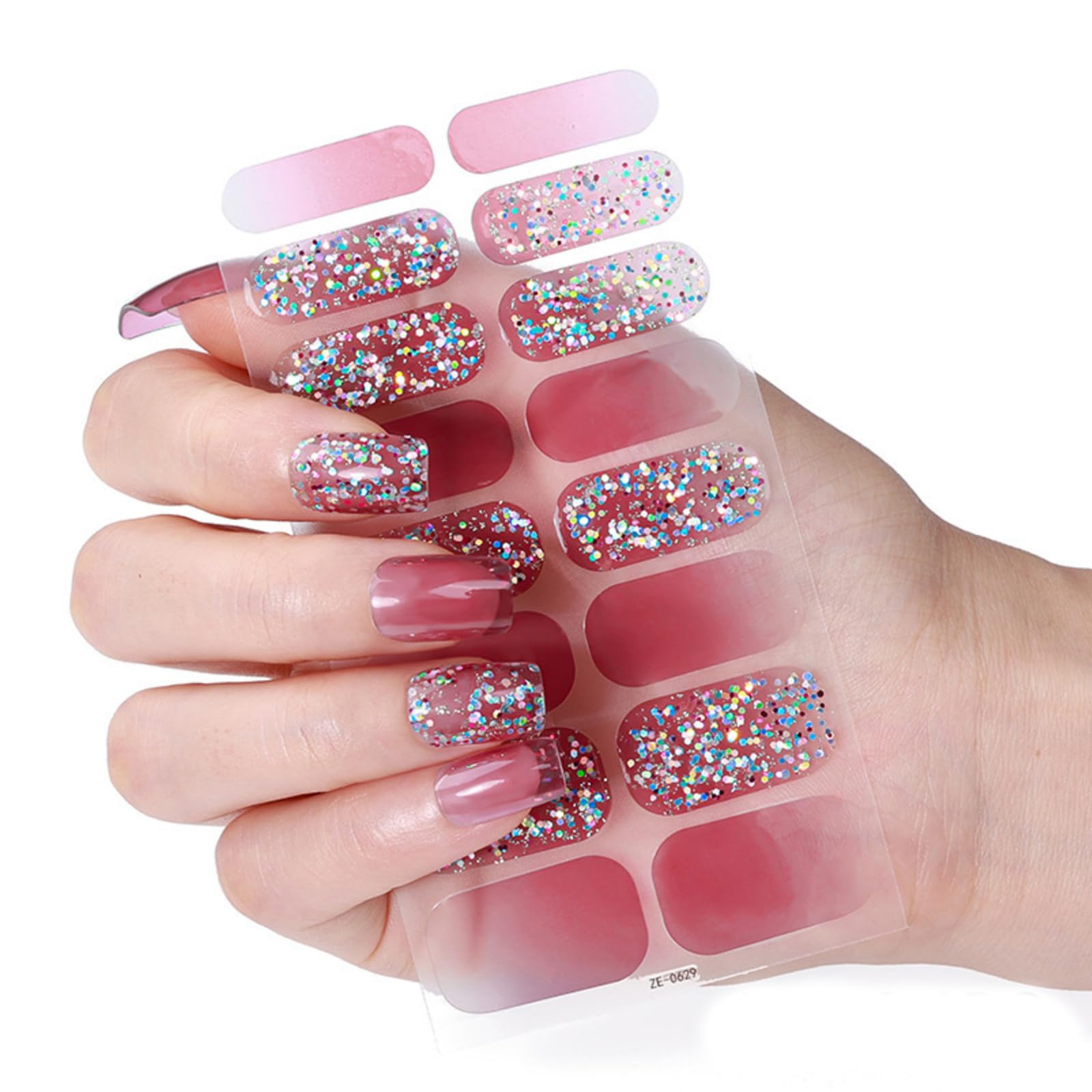 Christmas Nails Polish Sticker Waterproof Art Gels Wraps Manicure Glittering Full Wrap Christmas Polish Strips Nail Decals Glittering Art Stickers for Girl