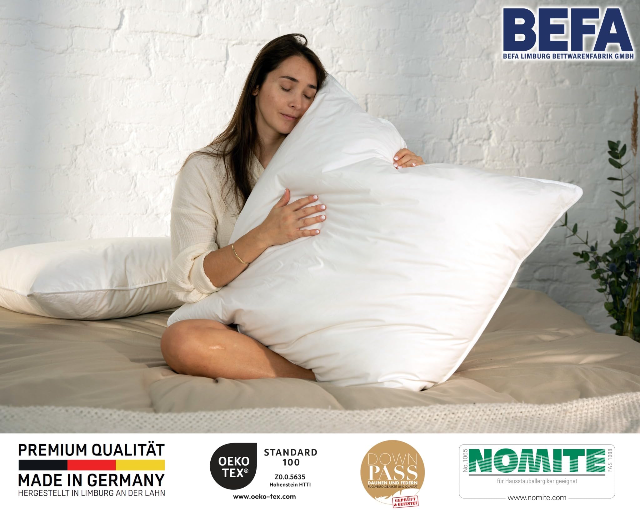 BEFA NATUR - Prodotto In Germania, Cuscino In Piume Extra Fermo 80x80