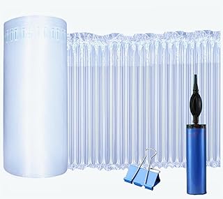 Bubble Cushioning wrap Roll Packing - 11.8inx 164feet Inflatable Bubble Column Wrapping Roll for heavy duty, Packing Material and Moving with Free Pump, Wine Bottle Protector Bag, Shipping Supplies