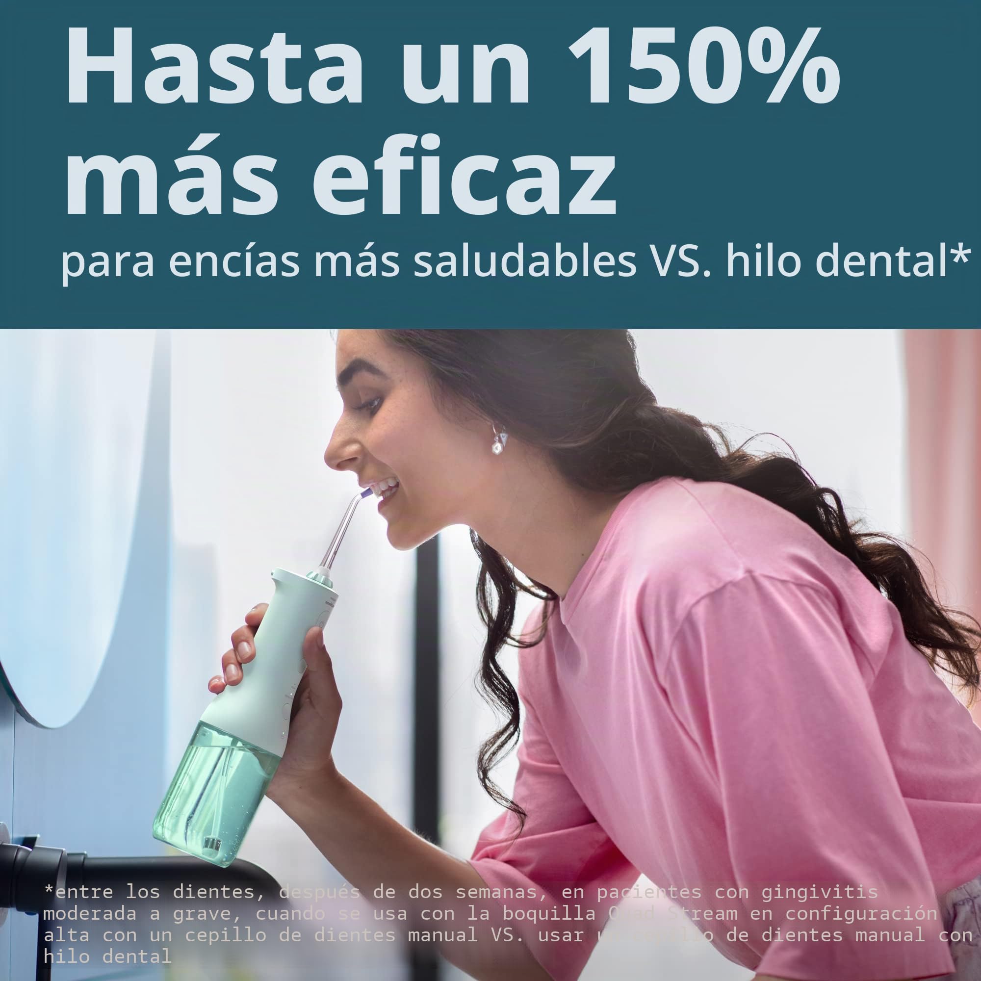 Philips Sonicare Hilo dental inalámbrico Power Flosser 3000, irrigador dental con innovadora tecnología Quad Stream, irrigador oral con 2 modos de hilo dental y 3 niveles de intensidad, diseño