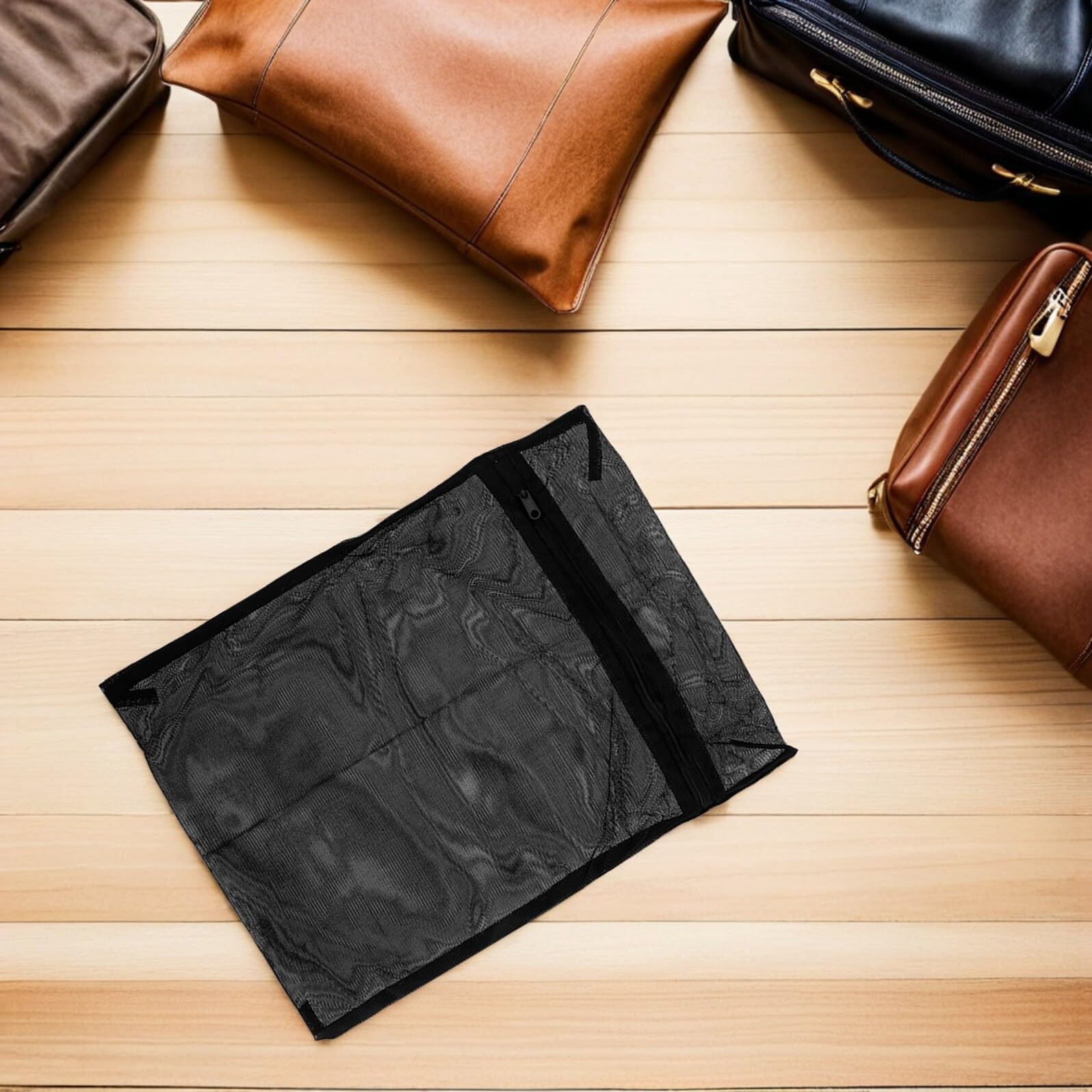 OUNONA Borsa la Biancheria Sporca in Poliestere Nero, Sacchetti per Indumenti per Bucato 8 Pezzi Rete Fine, Festa Scuola Decor e Viaggio