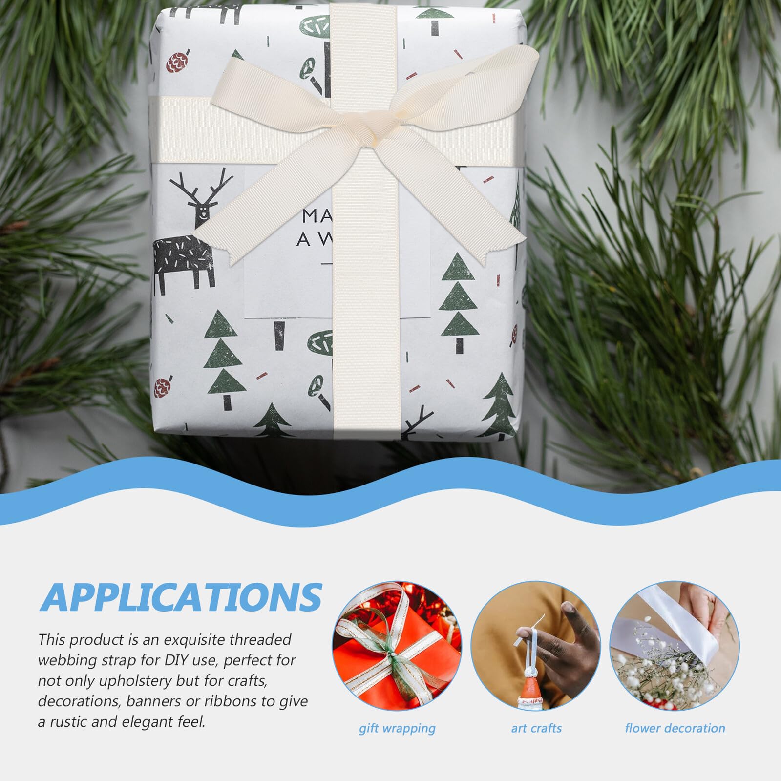 Breites Polyester webband Yards Lang Langlebiges Reißfestes DIY gurtband für Möbel Gartenstühle Taschen Vielseitig Einsetzbar zum Nähen und Basteln in Beige