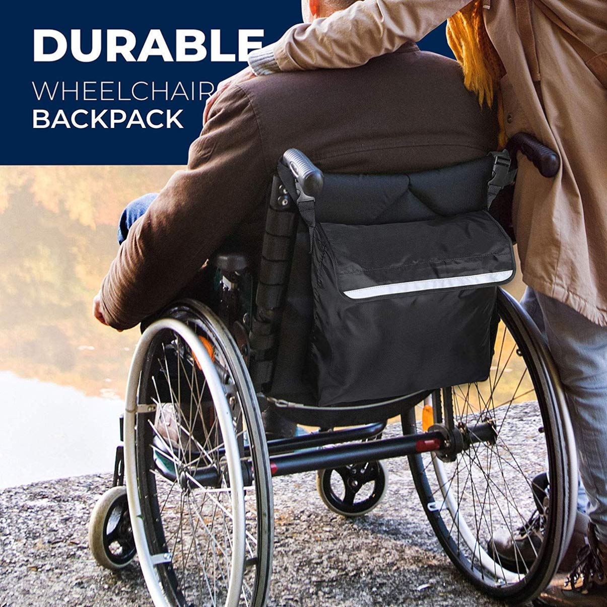 Bolsa para Silla de Ruedas - Bolsa para Silla de Ruedas con Cinta Reflectante - Bolsas Impermeables para Accesorios de Silla de Ruedas - Mochila para Silla de Ruedas (Paquete de 2)