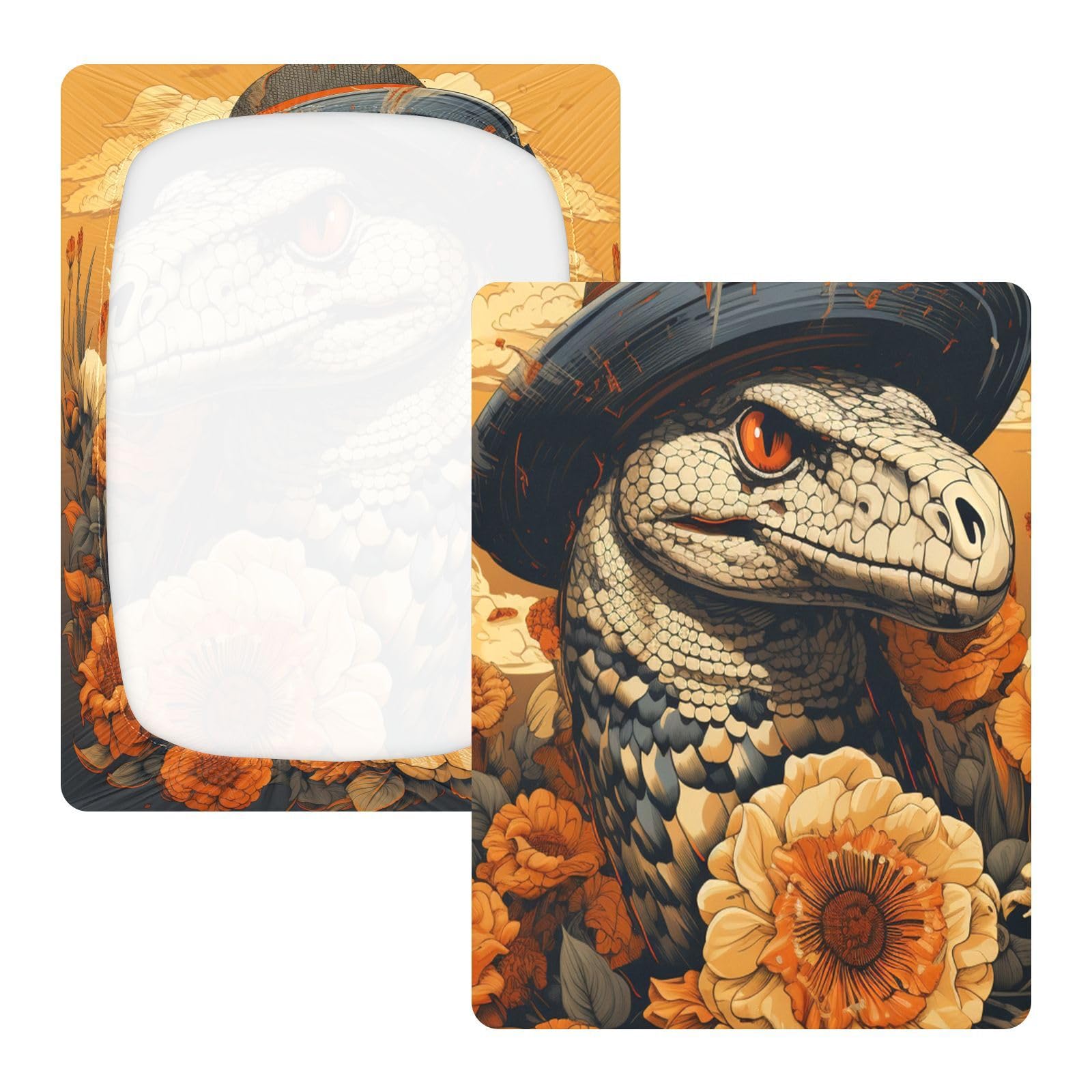 Sombrero Amarillo Serpiente Girasol Sábana de Cuna para Niños Pequeños,Sábanas de Algodón Suave para Bebés Aptas para Colchón Corralito