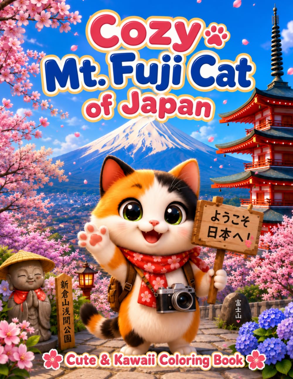 Cozy Mt. Fuji Cat of Japan: 25 Cute & Kawaii Coloring Pages Featuring Mt. Fuji, Japanese Festivals, Scenic Spots and Adorable Travel Cats (Cozy Cat of Japan)