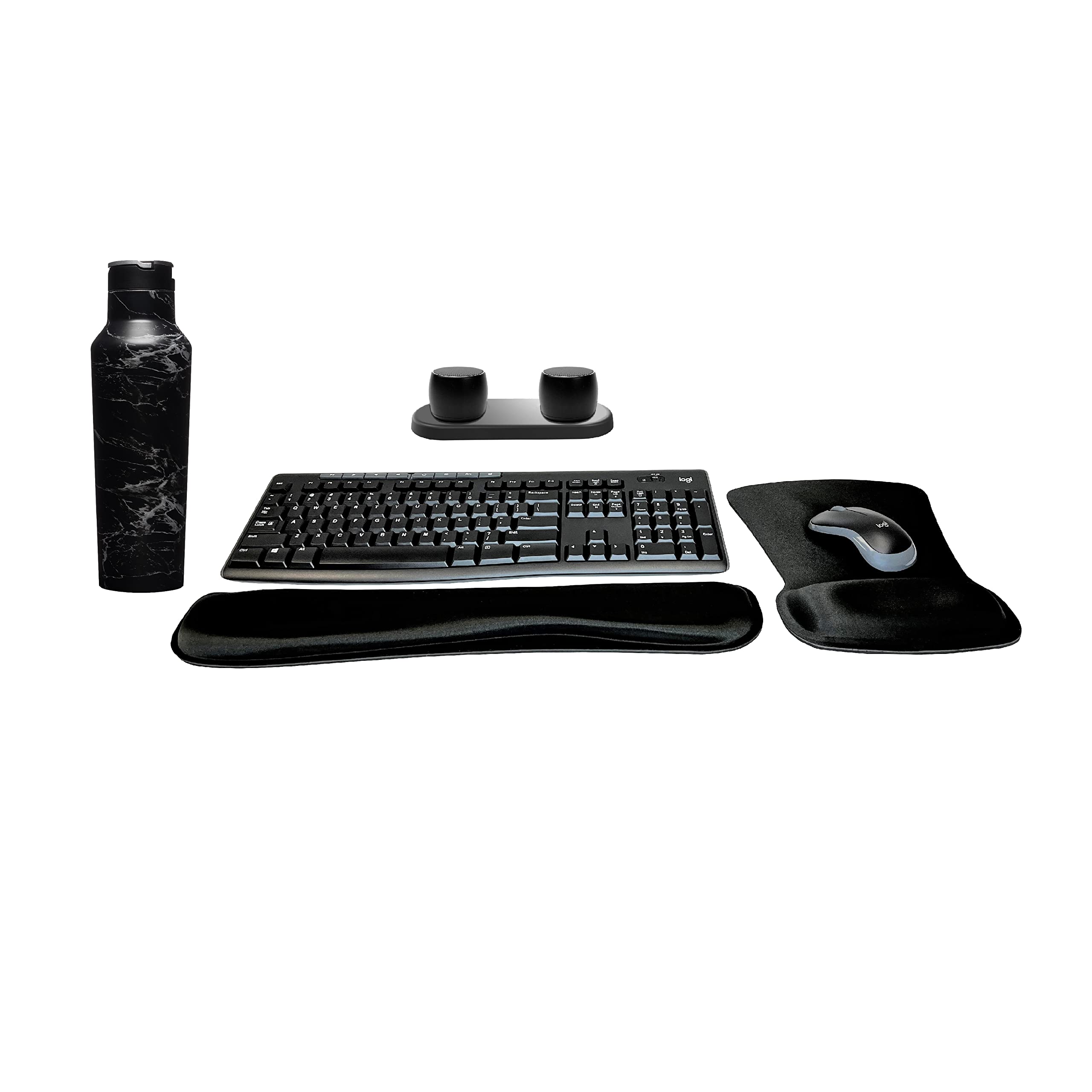 Logitech MK270 Wireless Keyboard & Mouse Combo Travel Home Office Bundle with Set of 2 Pro Portable Wireless Bluetooth Speakers, Charging Tray, Gel Wrist Pad, Gel Mouse Pad & 20 oz. Canteen-picture-33