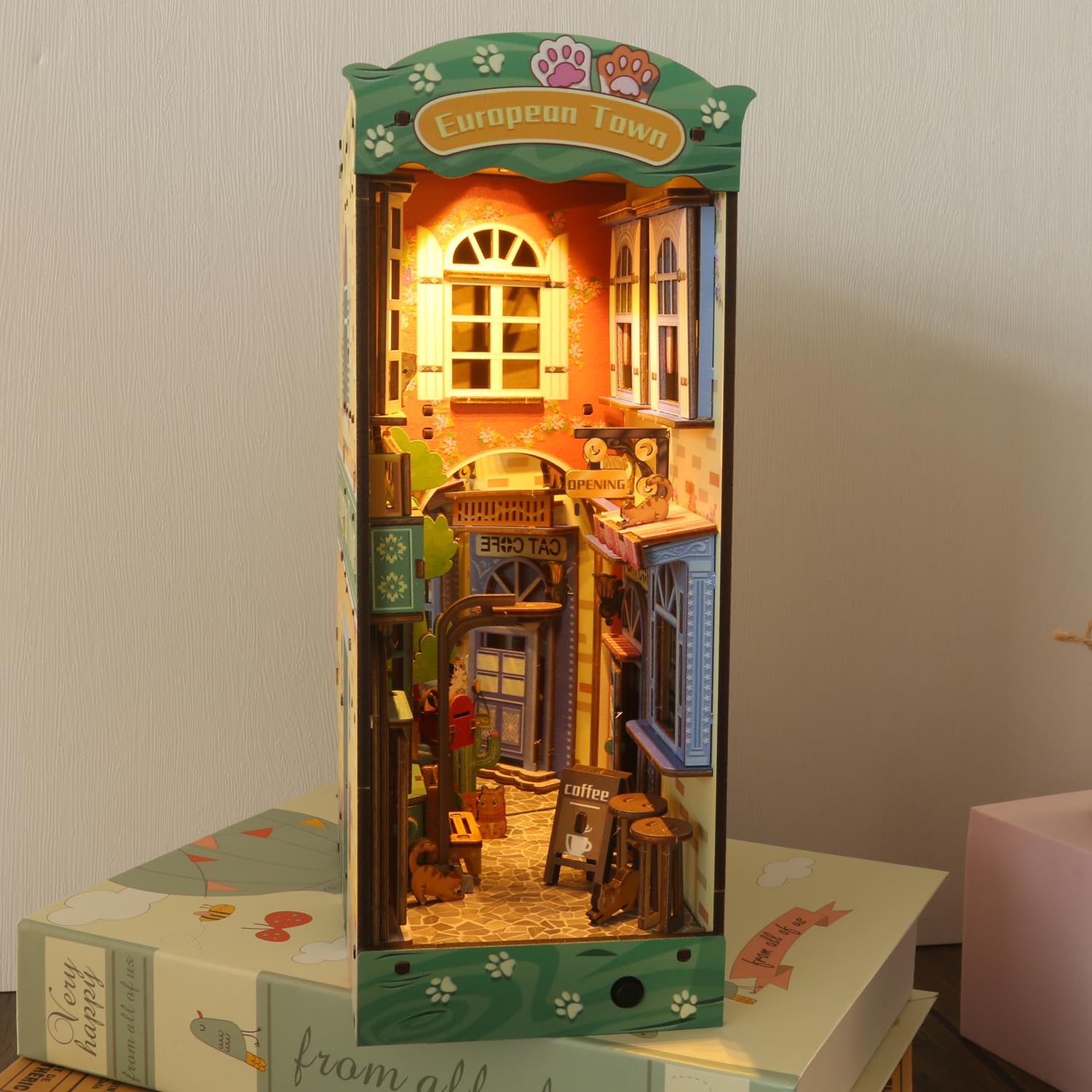 DIYブックヌックキット ドールハウス 猫 パズル 創造性キット ブック