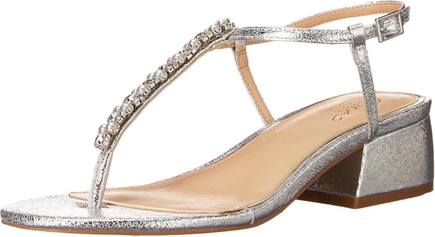 Jewel Badgley Mischka Women's Dasha Heeled Sandal, Silver Textile, 7.5