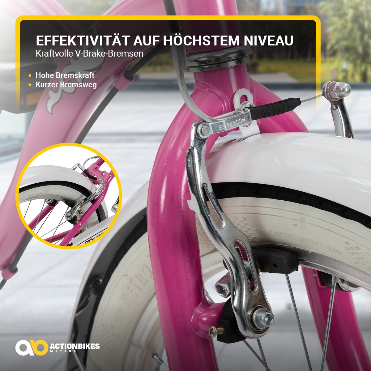 Actionbikes Kinderfahrrad Cruiser | 20 Zoll - V-Brake Bremsen - Fahrrad für Kinder von 6-9 Jahren - Schutzblech v. / h - Kinder Fahrrad für Mädchen & Jungen - Fahrräder - Bicycle - Kinderrad