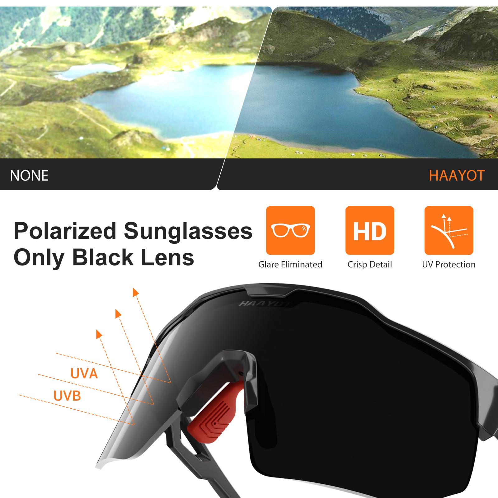 HAAYOT Polaryzacyjne sportowe okulary przeciwsłoneczne dla mężczyzn kobiet młodzieży baseball jazda na rowerze bieganie softball okulary rowerowe 5 soczewek