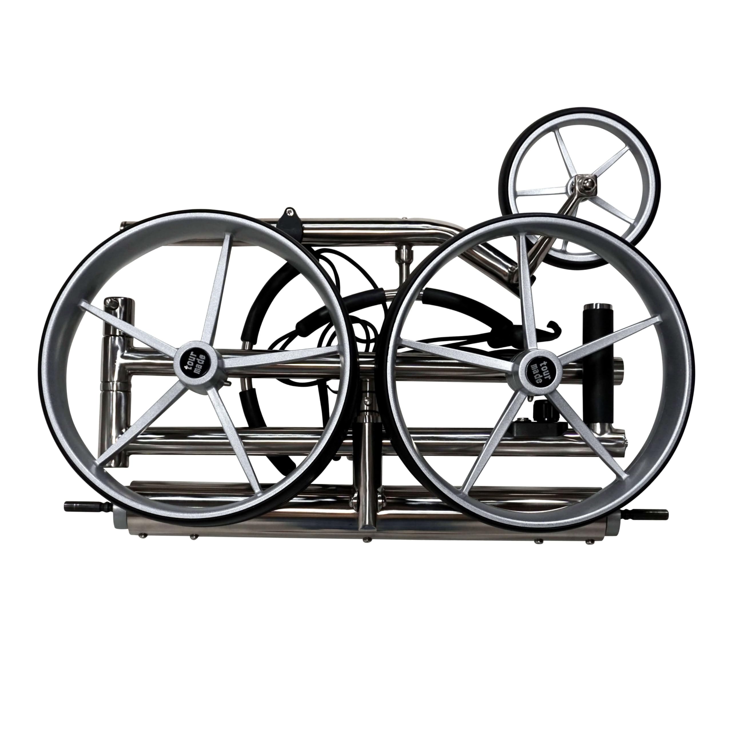 tour made Haicaddy HC5 Edelstahl I Golftrolley Elektrisch I kleinstes Packmaß I Lithiumakku 27-36 Loch I Bergabfahrbremse & viel Zubehör I Deutsche Markenqualität