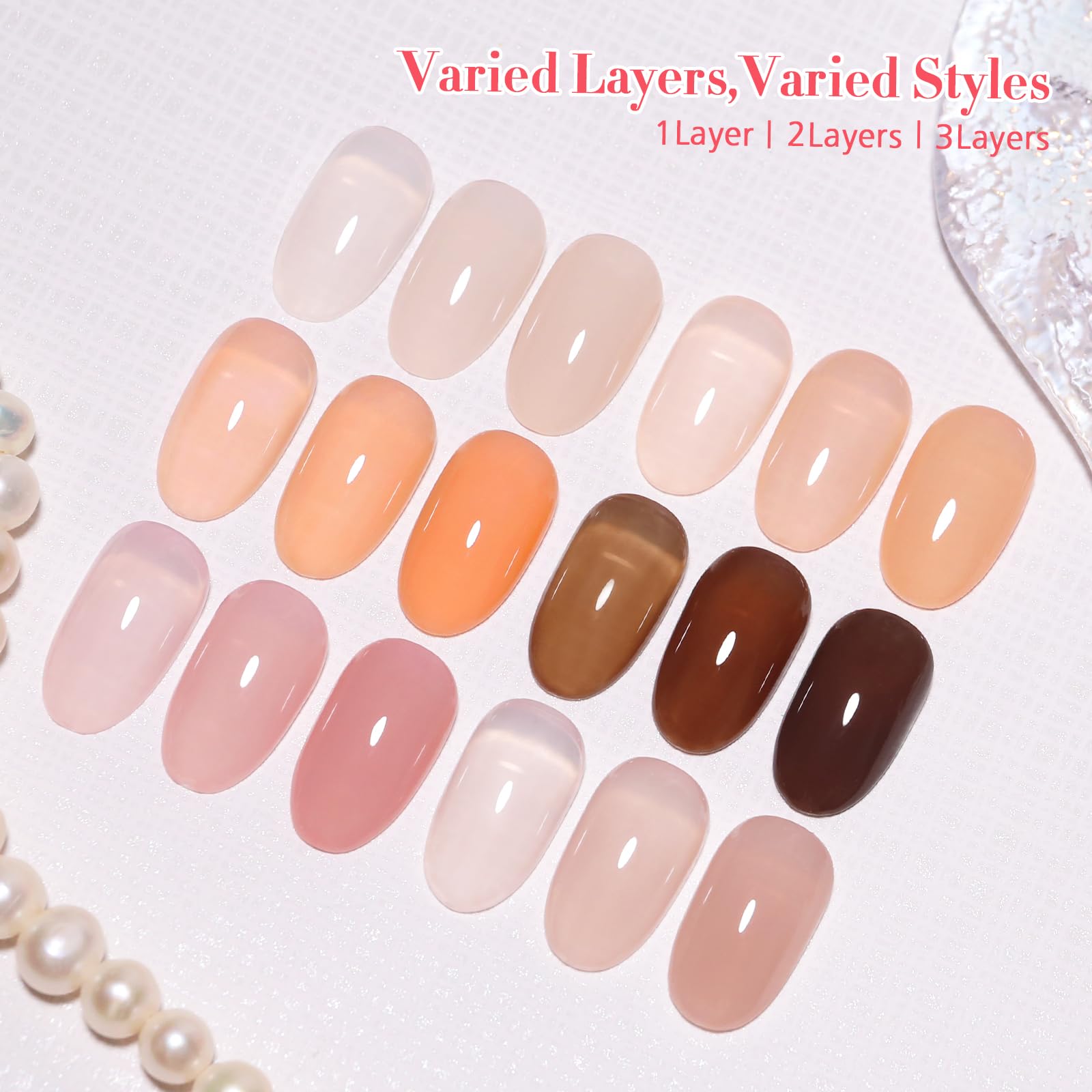 Firedeep Set Smalto Gel 10ml Senza HEMA 6 Colori Puri Jelly Nudo Rosa Beige Neutro Soak Off LED UV Manicure per Salone e Nail Art​