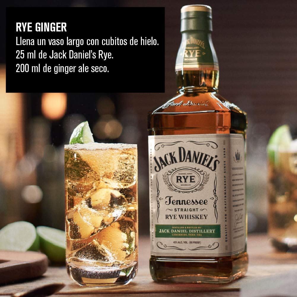 Jack Daniel's Bourbon Tennessee Rye Whisky, 45% vol 70 cl - Boisson Authentique Épicée à Base de 70% de Seigle, Maïs et d'Orge Maltée - Spiritueux à Déguster Pure, sur Glace ou et Cocktail