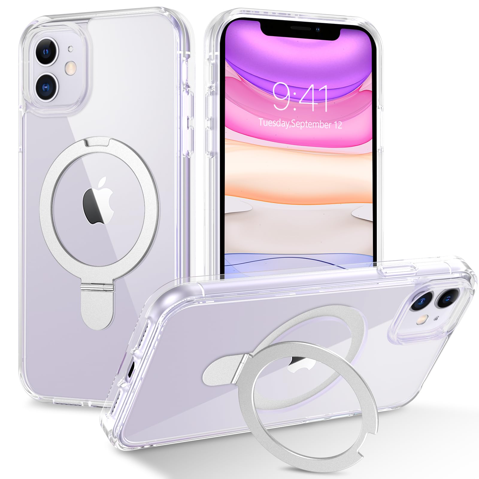 Support Téléphone Magnétique Et Ventouse – Fixation Double Effet – Blanc – Compatible Verre, Métal, Miroir
