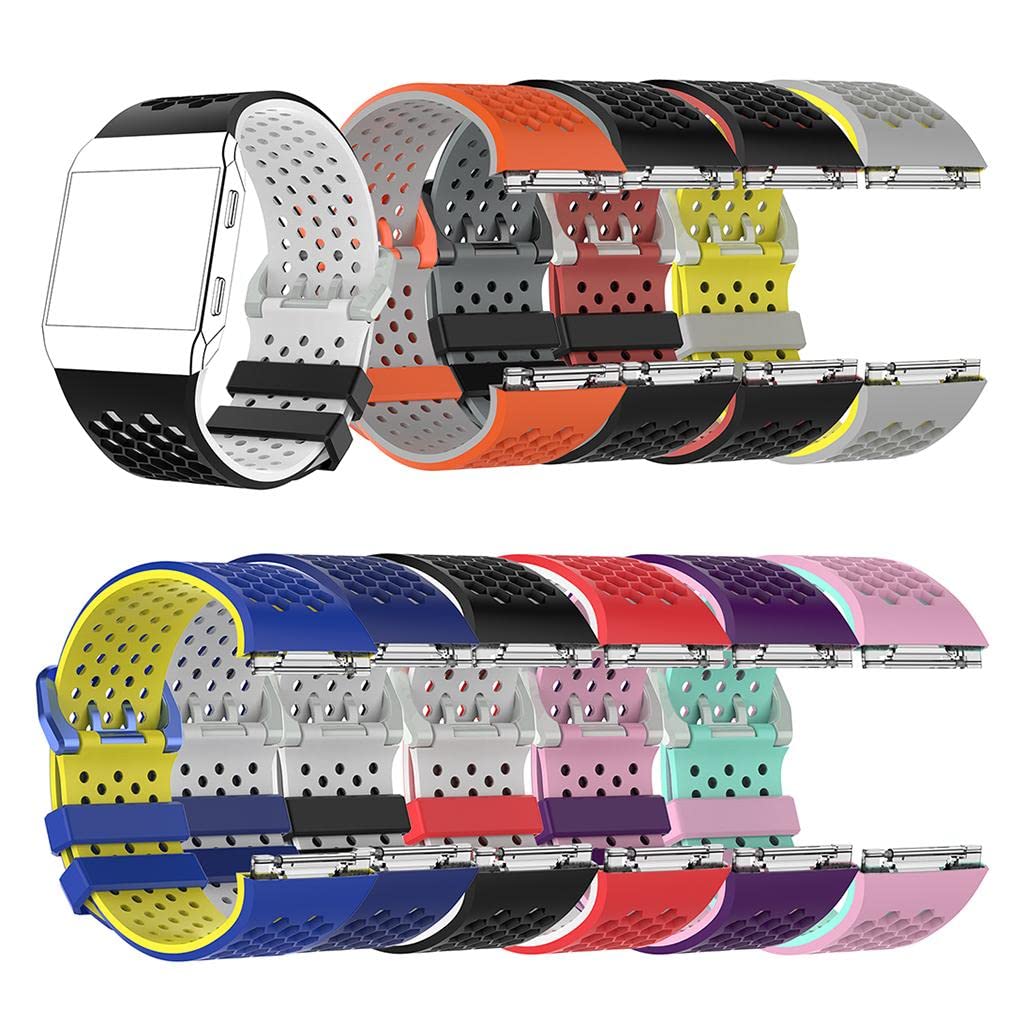 CALANDIS Soft Silicone Strap Band Sport Bracelet for Ionic Smart Watch Blue-White