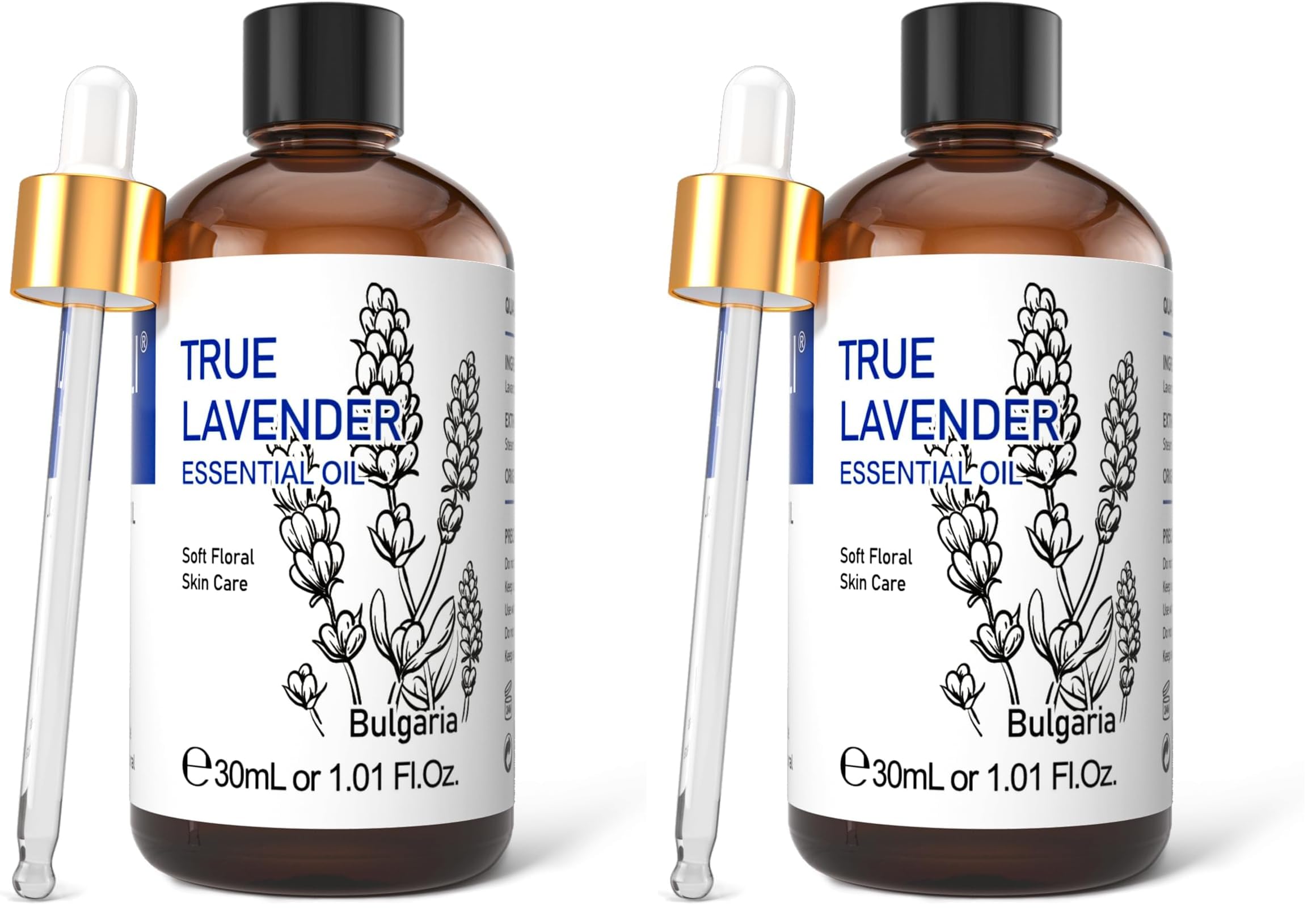 HIQILI Lavender Essential Oil for Diffusers, Aromatherapy, Natural Relaxation, Stress Relief &amp; Sleep Aid, Therapeutic Grade 1 Fl Oz (Pack of 2)