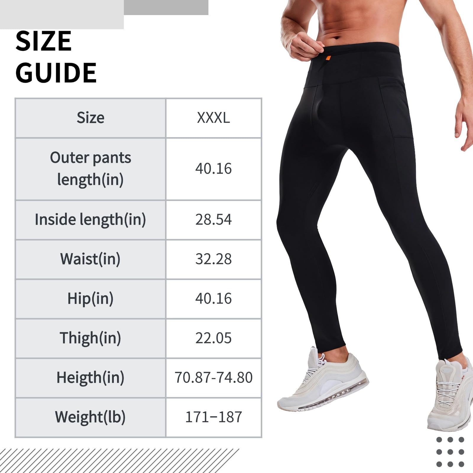 Męskie spodnie pasujące do biegania, oddychające legginsy treningowe, design z wysokim stanem, pasują dla mężczyzn o wadze 77-84 kg, 5'11''-6'3''