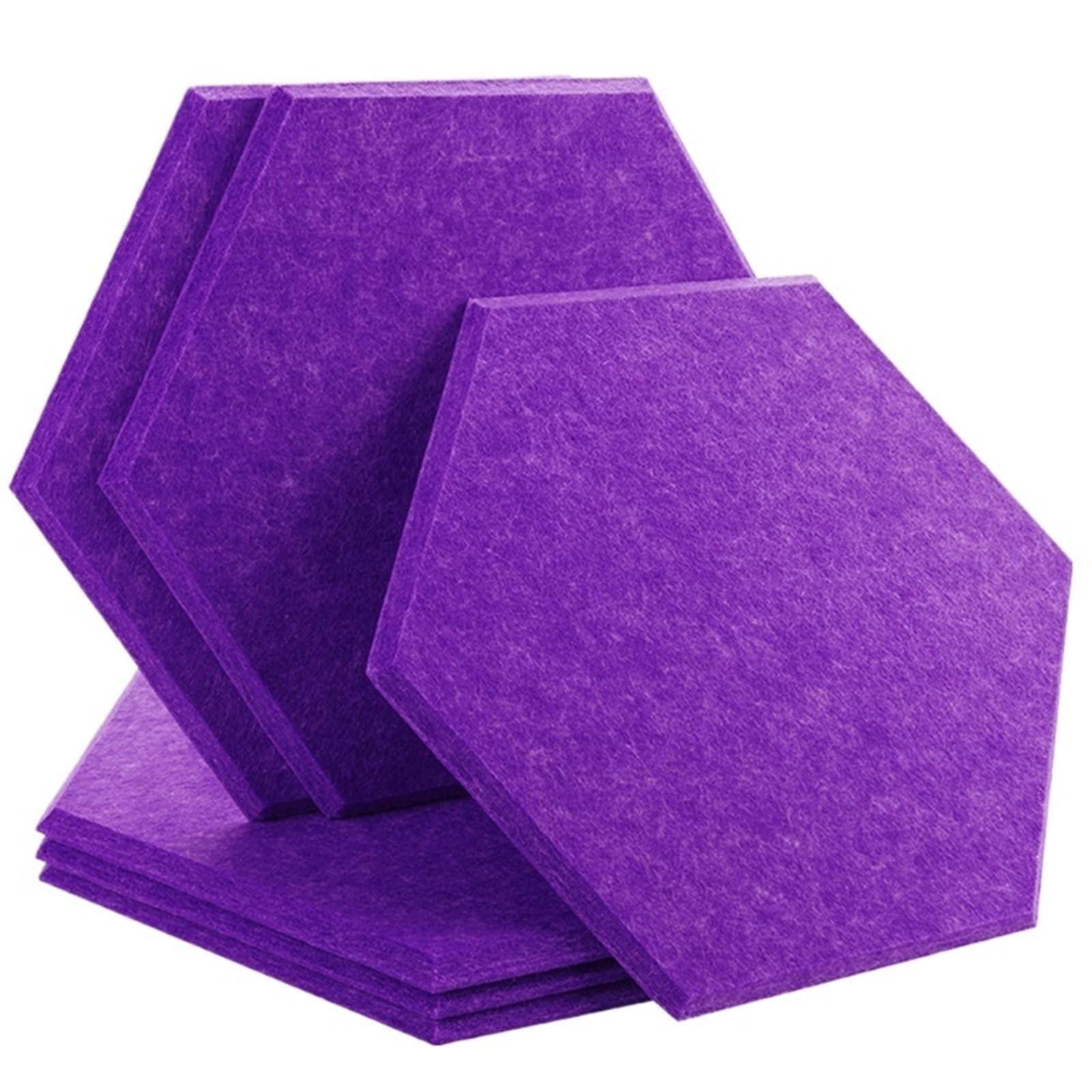 Panel Acustico Paneles de pared con absorción sonido, 6 piezas, aislamiento decorativo for dormitorio para Oficinas(23-Violet,Large Hexagon,0.8cm Medium Density)