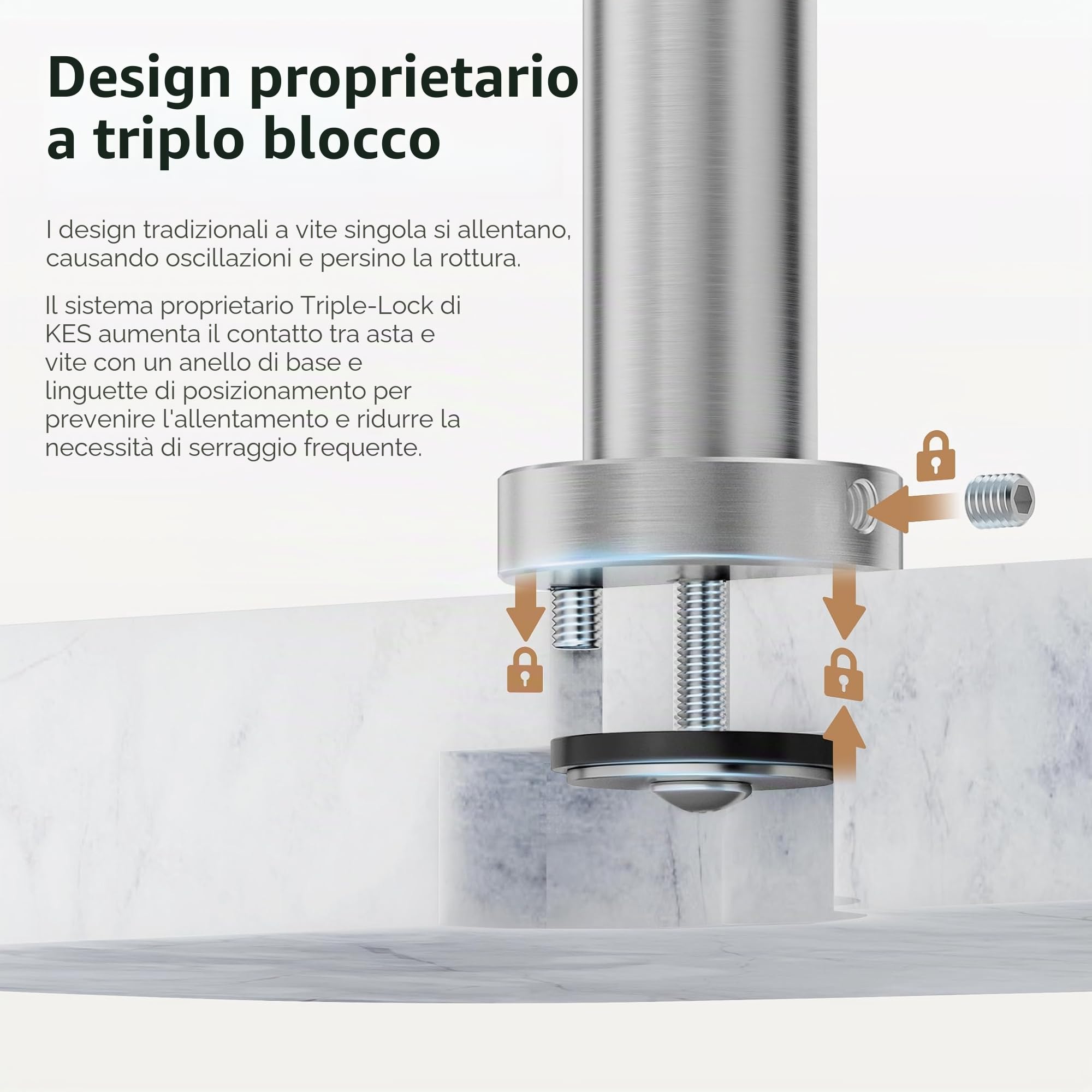 KES Portasciugamani autoportante a 2 ripiani con base rotonda in marmo naturale da 4,8 kg, portasciugamani da pavimento per pavimento del bagno, doppia forma a T, acciaio inossidabile 18/8, finitura