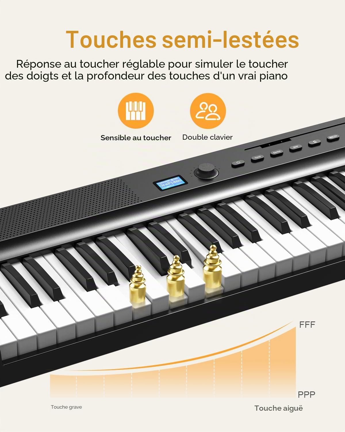 Clavier de piano pliable amélioré 88 touches pleine taille semi-lesté Support MIDI, Bluetooth portable pliable avec pédale de sustain et sac de piano, support de partition le meilleur cadeau