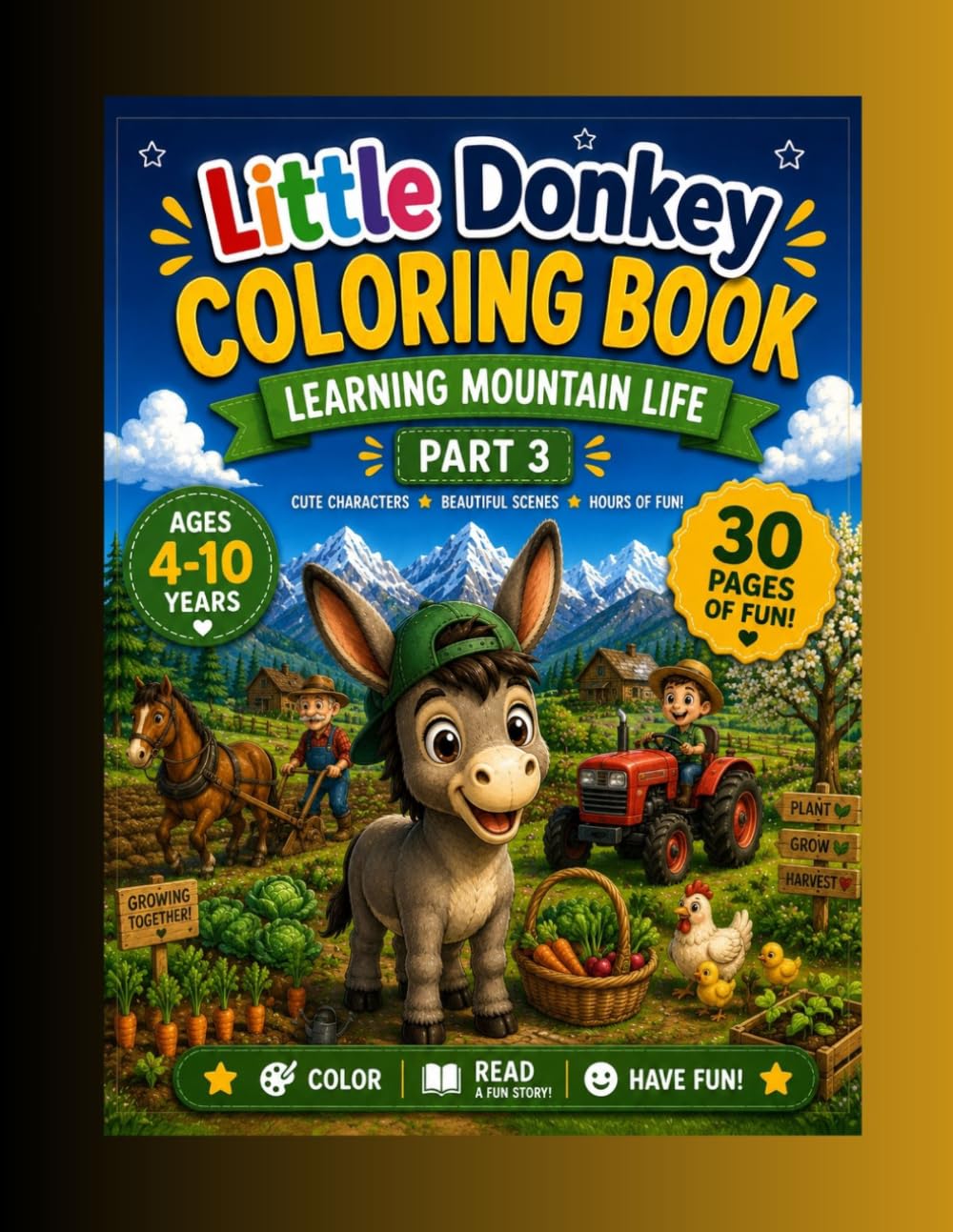Little Donkey Coloring Book: Learning Mountain Life - Part 3 (Little Donkey Adventures)
