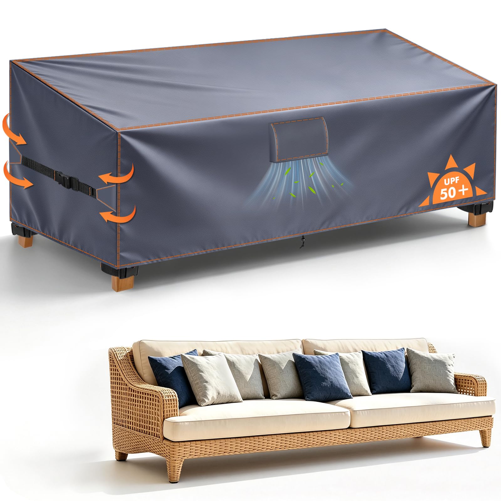 Outdoor Garden Sofa Cover 4 Seater Waterproof for Furniture, 220x107x65/110