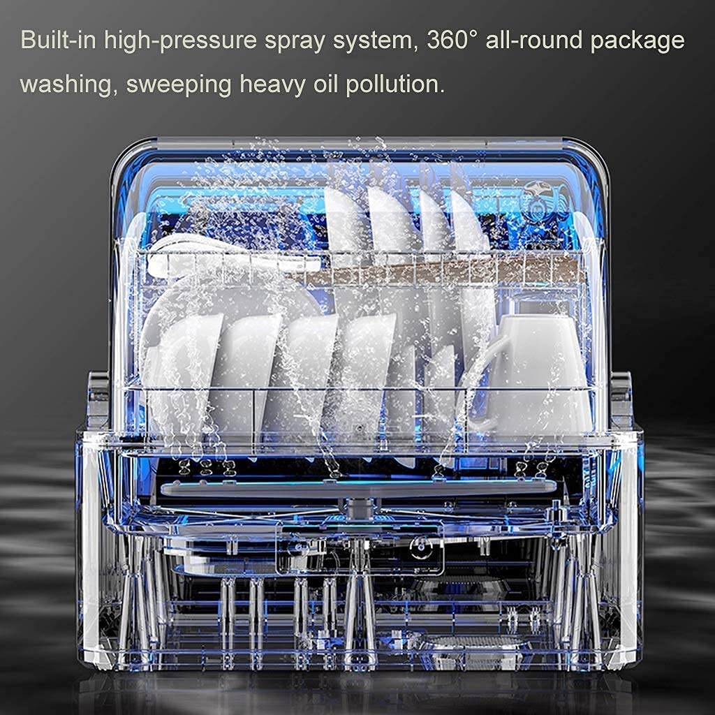 Lavavajillas mesa superior lavaplatos gabinete de desinfección hogar Smart lavavajillas 6L tanque de agua 6 modos de limpieza (color: acero inoxidable, tamaño: 43 x 42 x 41 cm)
