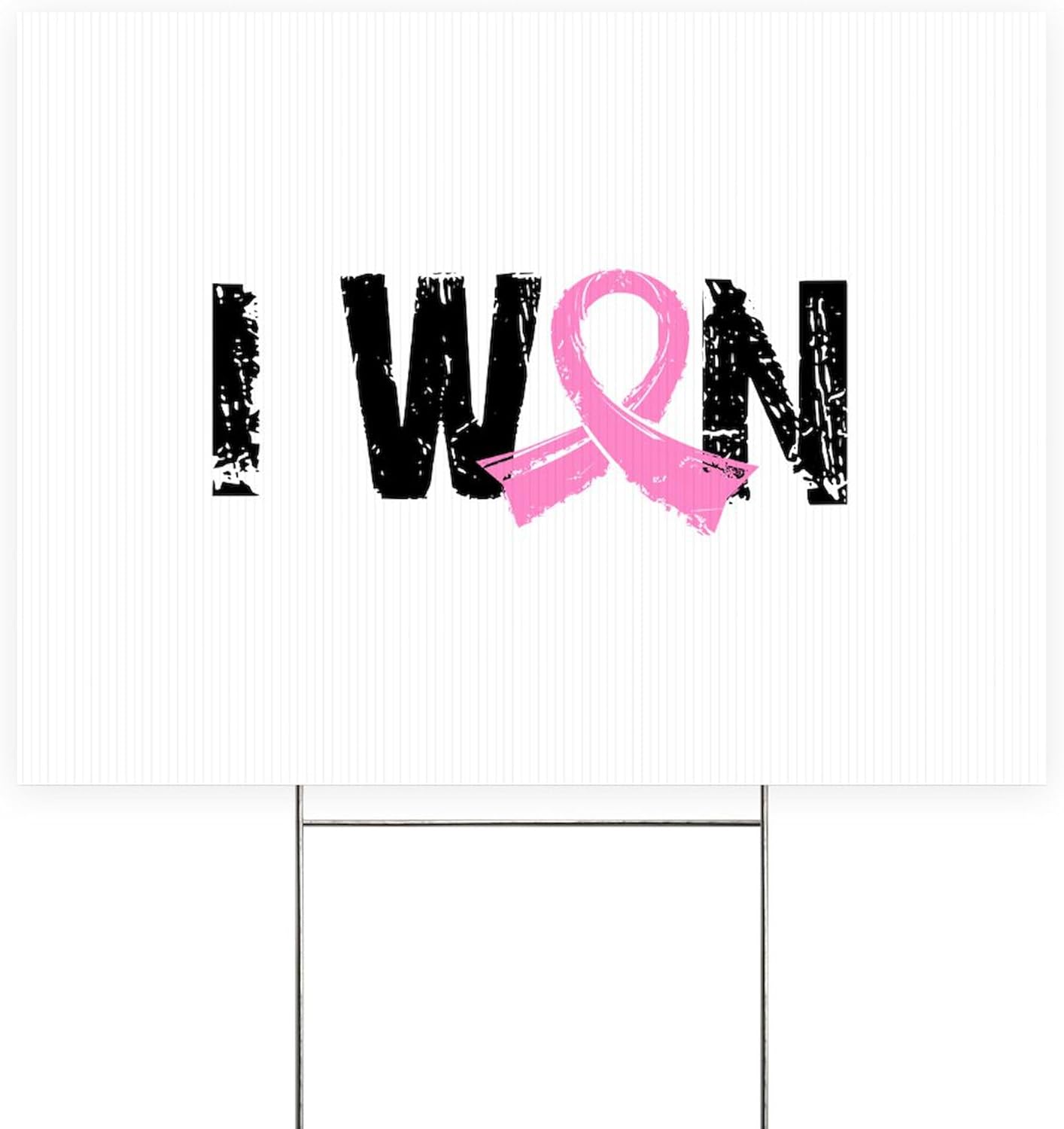 CafePress I Won Breast Cancer Yard Sign, Vinyl Lawn Sign, 22" w x 18" h