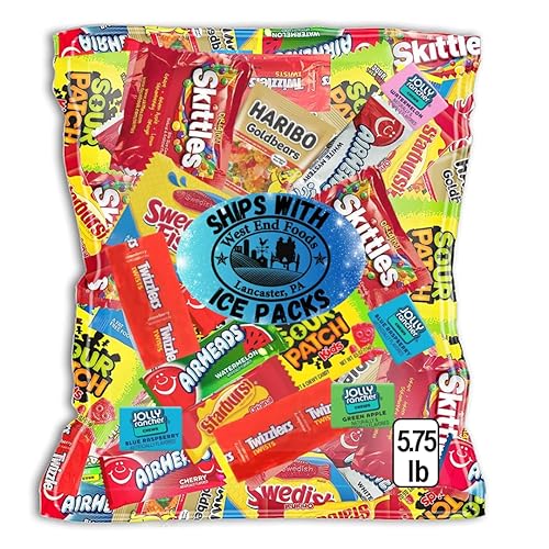 Bolsa grande de caramelos de 5.75 libras envuelta individualmente, dulces a granel de Halloween, dulce o truco, paquete surtido de dulces variados,