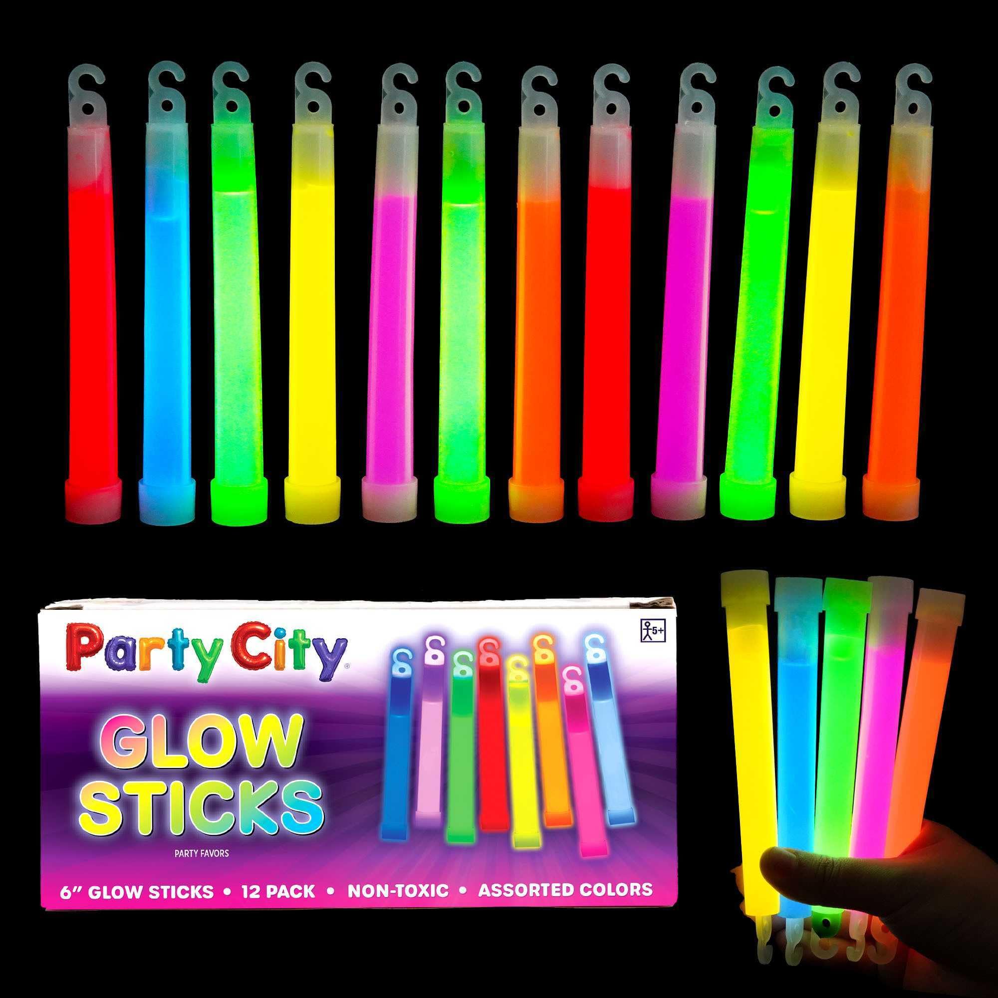 Party City Multicolor Glow Sticks Bulk Pack 6' 12pk