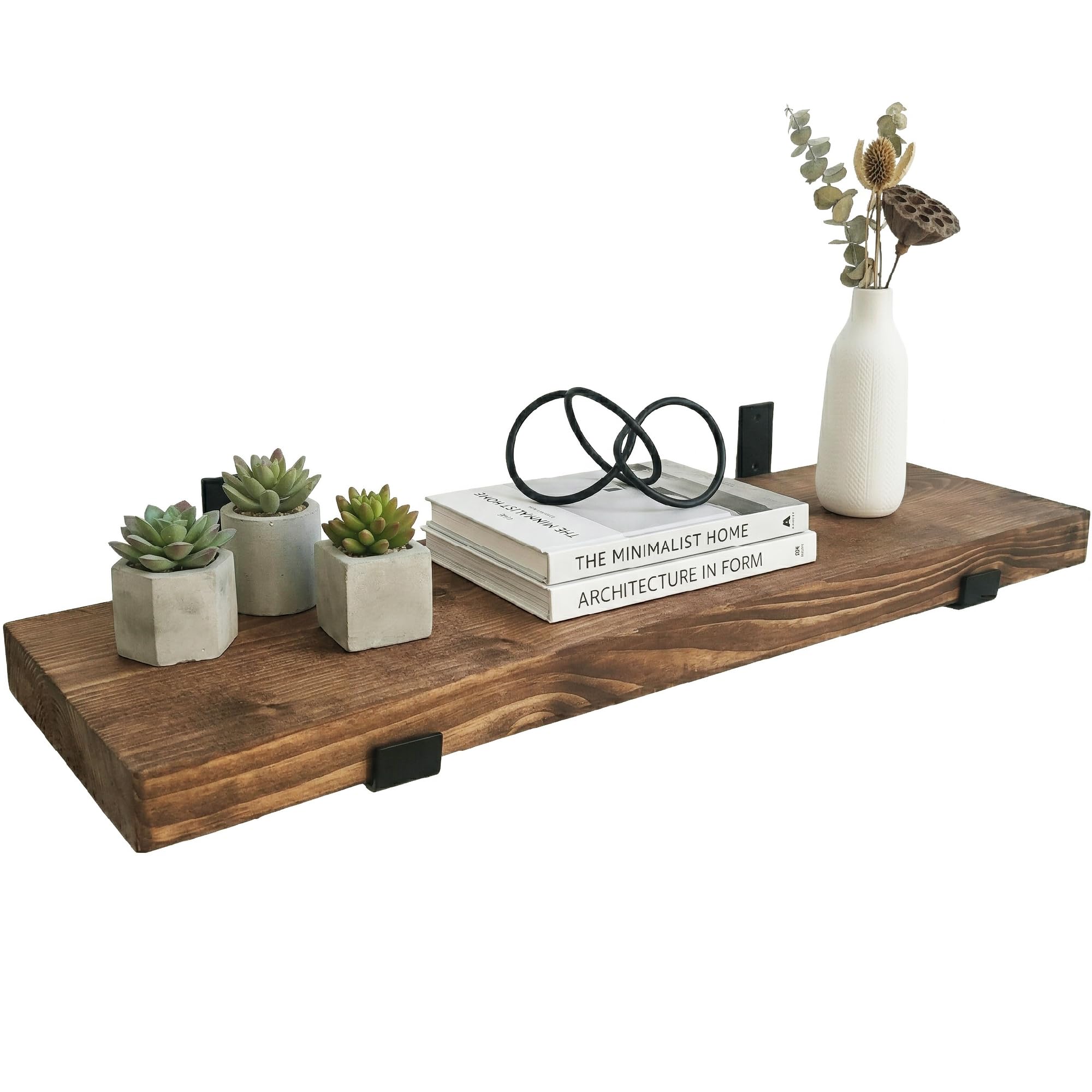Top Notch Home & Living Handcrafted Rustic Wooden Wall Shelf, Incl 2 Up Brackets, Wood Shelves Made in the UK from Solid Timber, Heavy Duty for Kitchen, Bathroom & Living Room